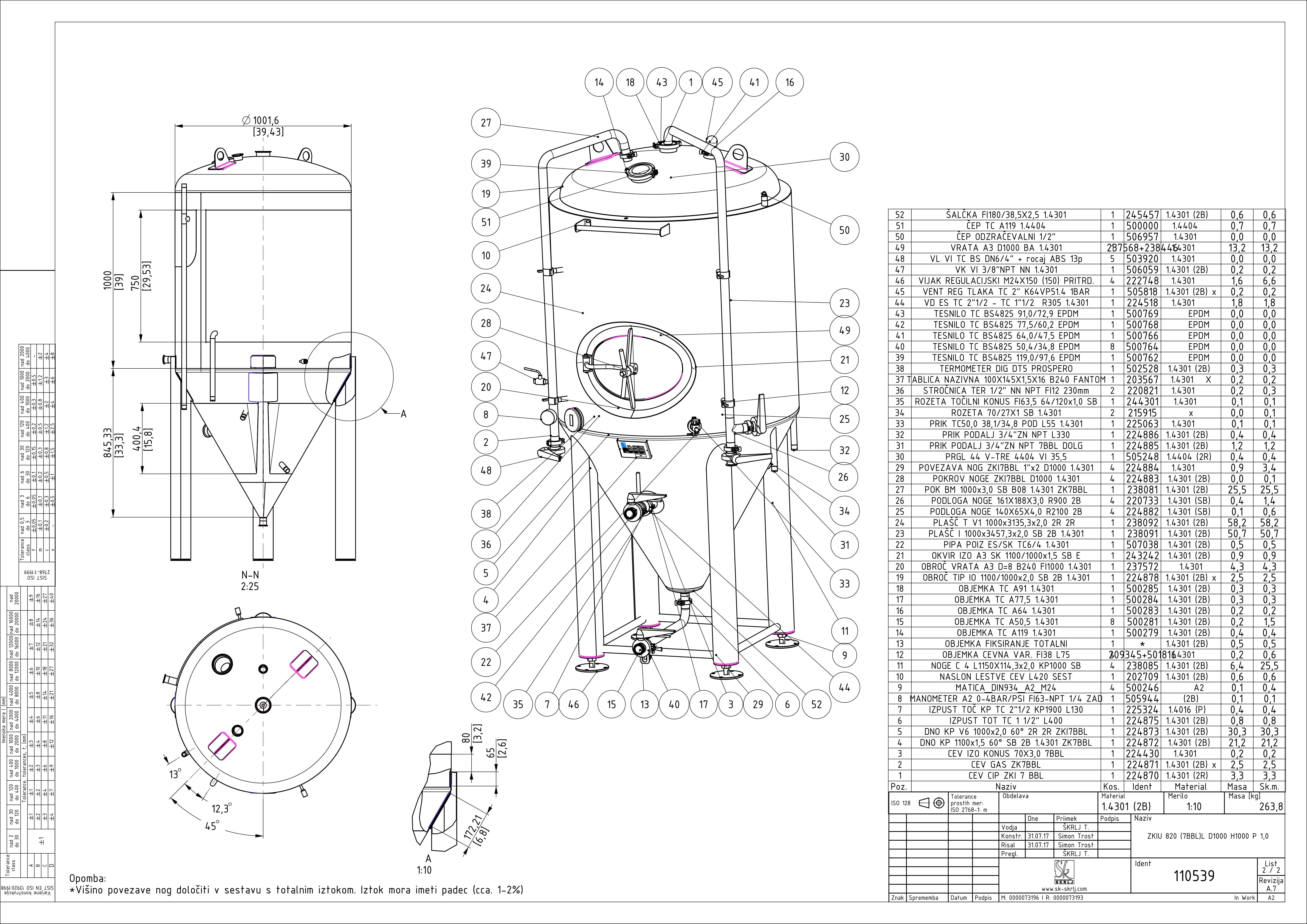 Cylindroconical fermentation and storage tank, insulated