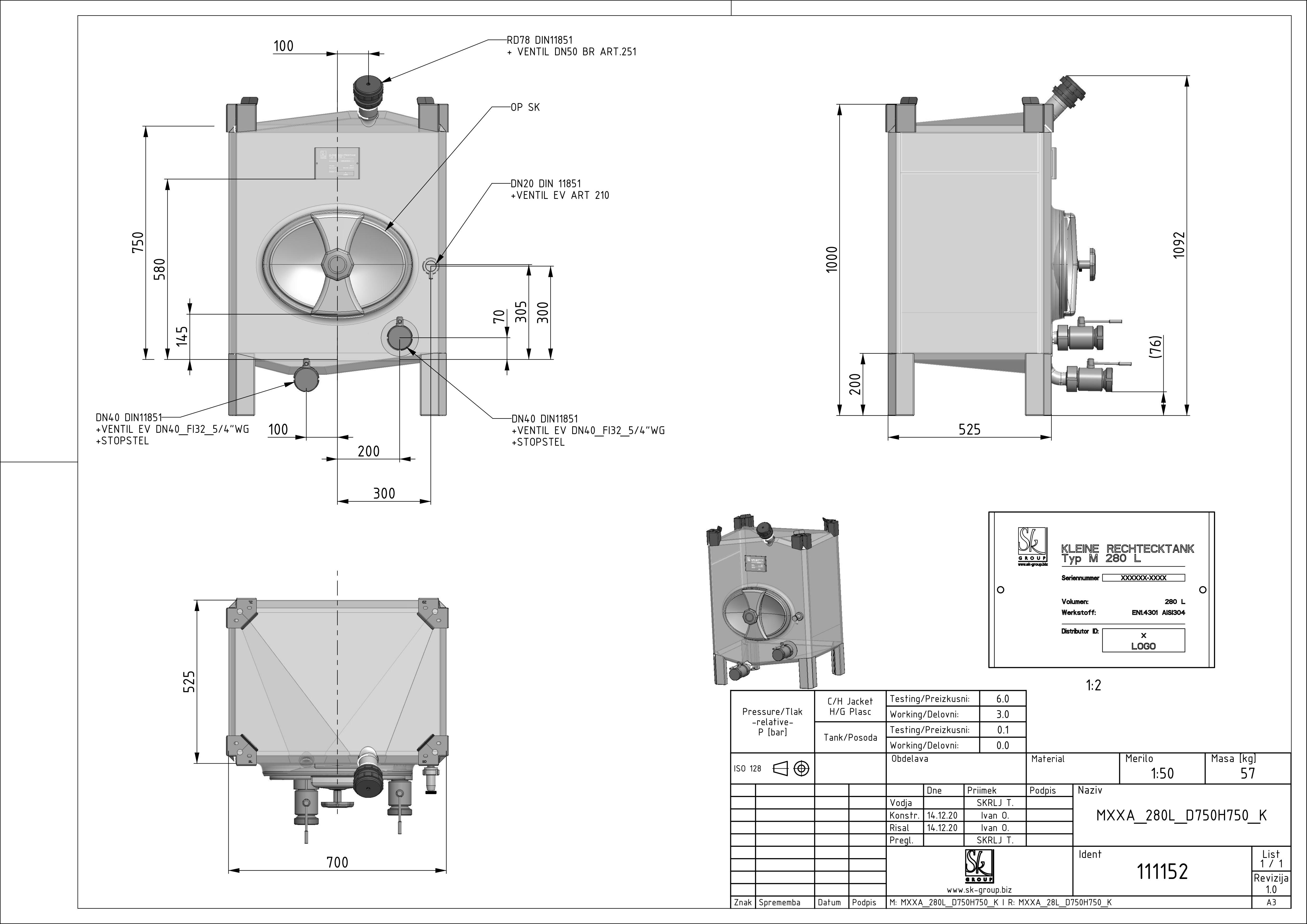 Small rectangular storage tank