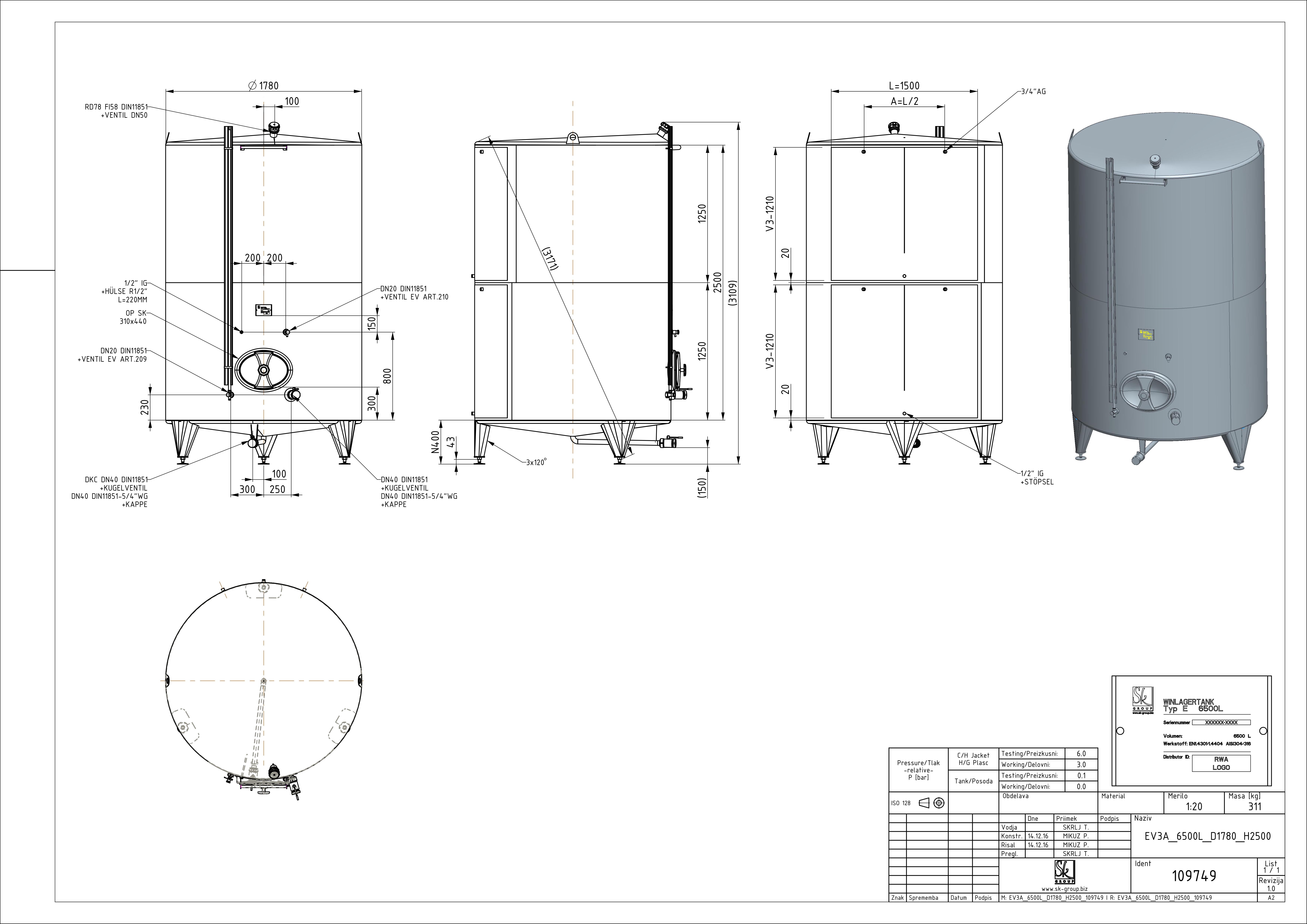 Classic storage tank with double jacket