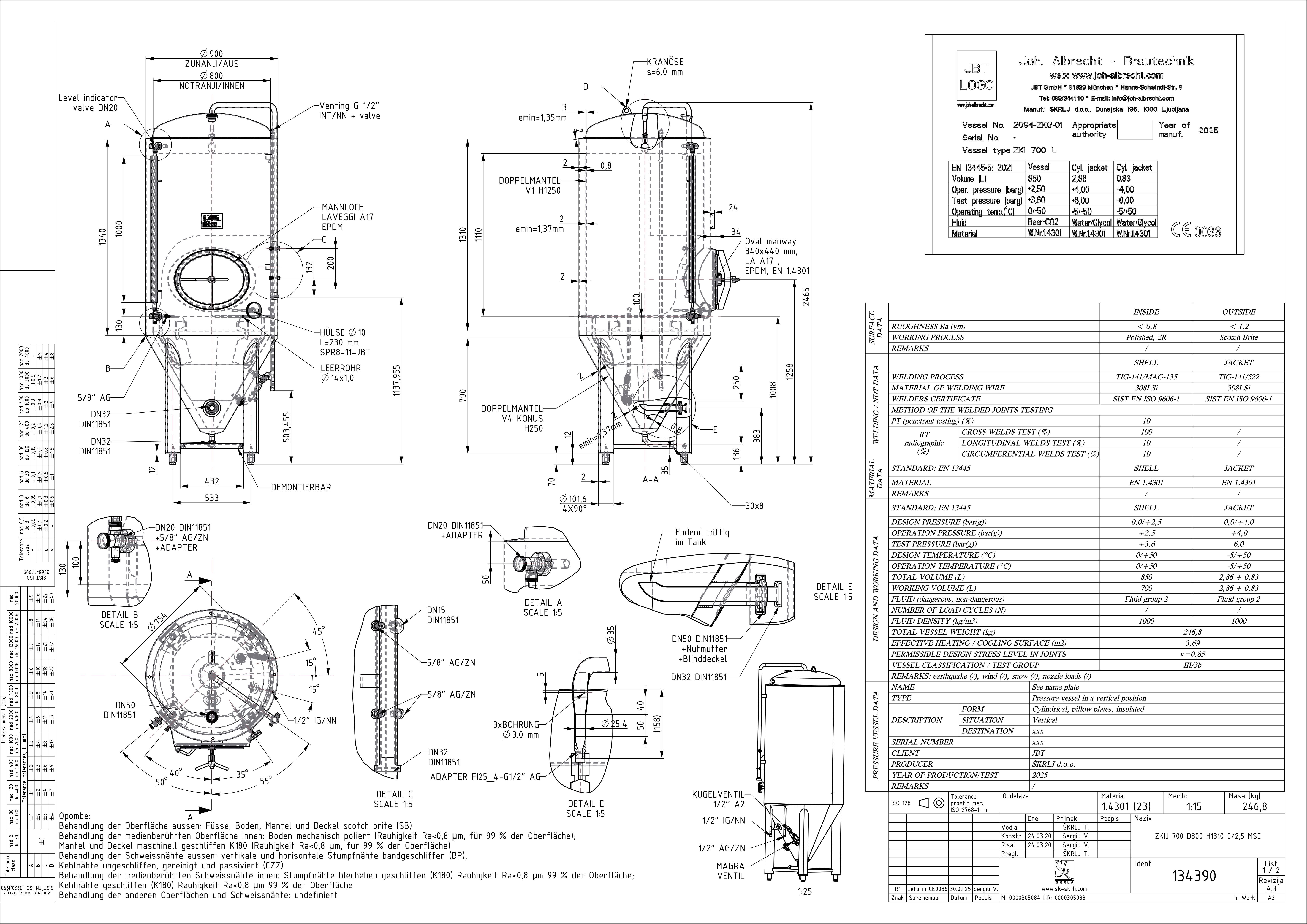 Cylindroconical fermentation and storage tank, insulated
