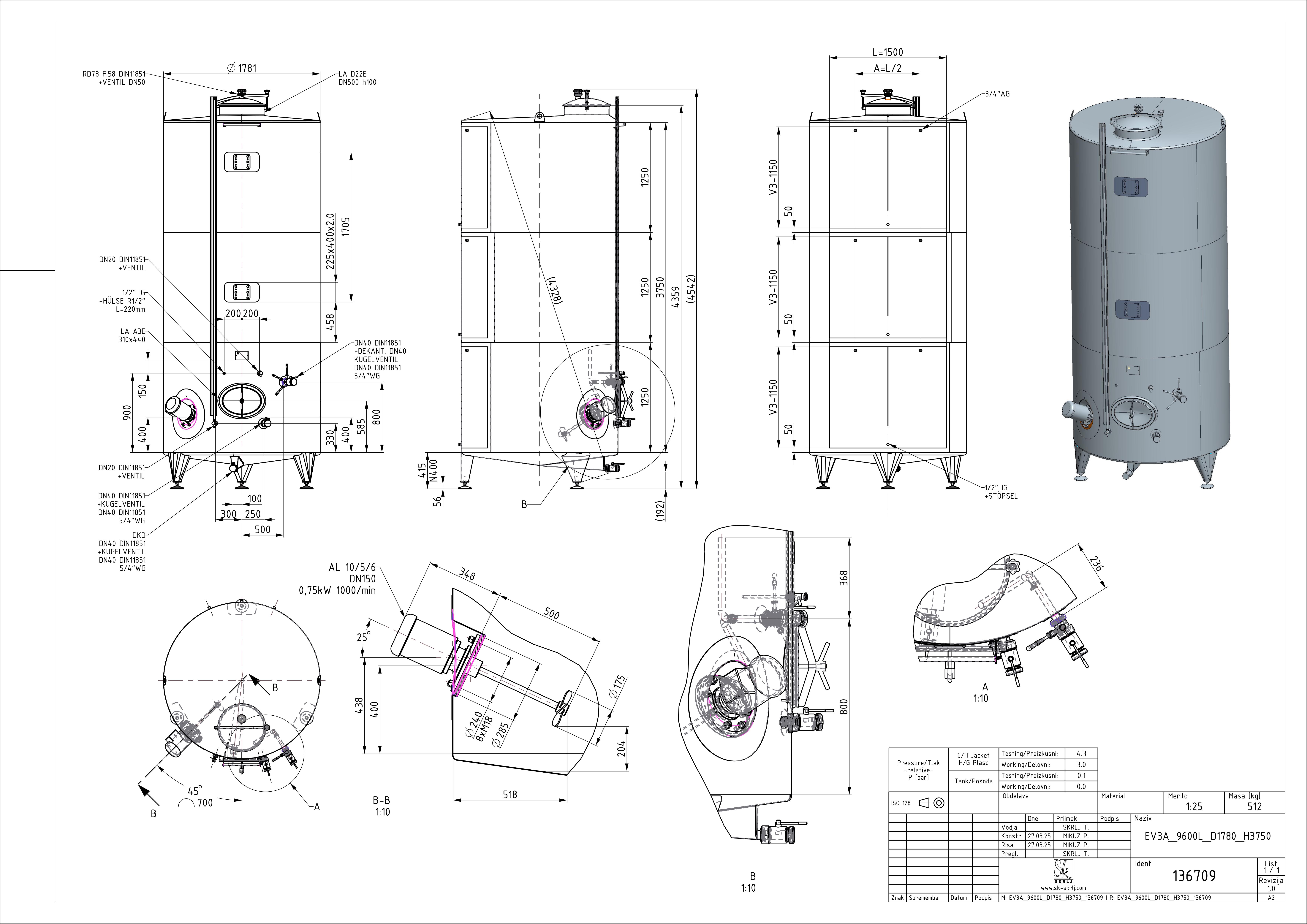 Classic storage tank with double jacket