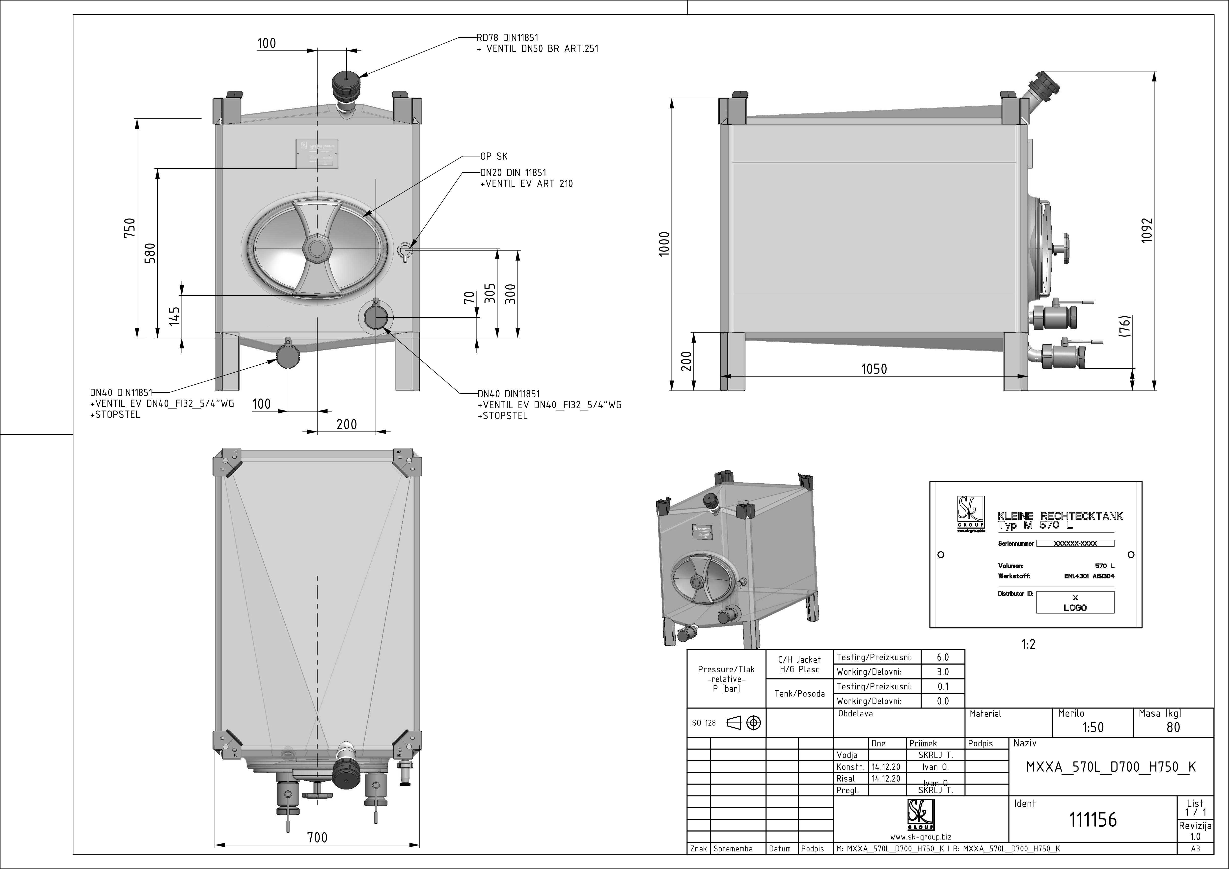 Small rectangular storage tank