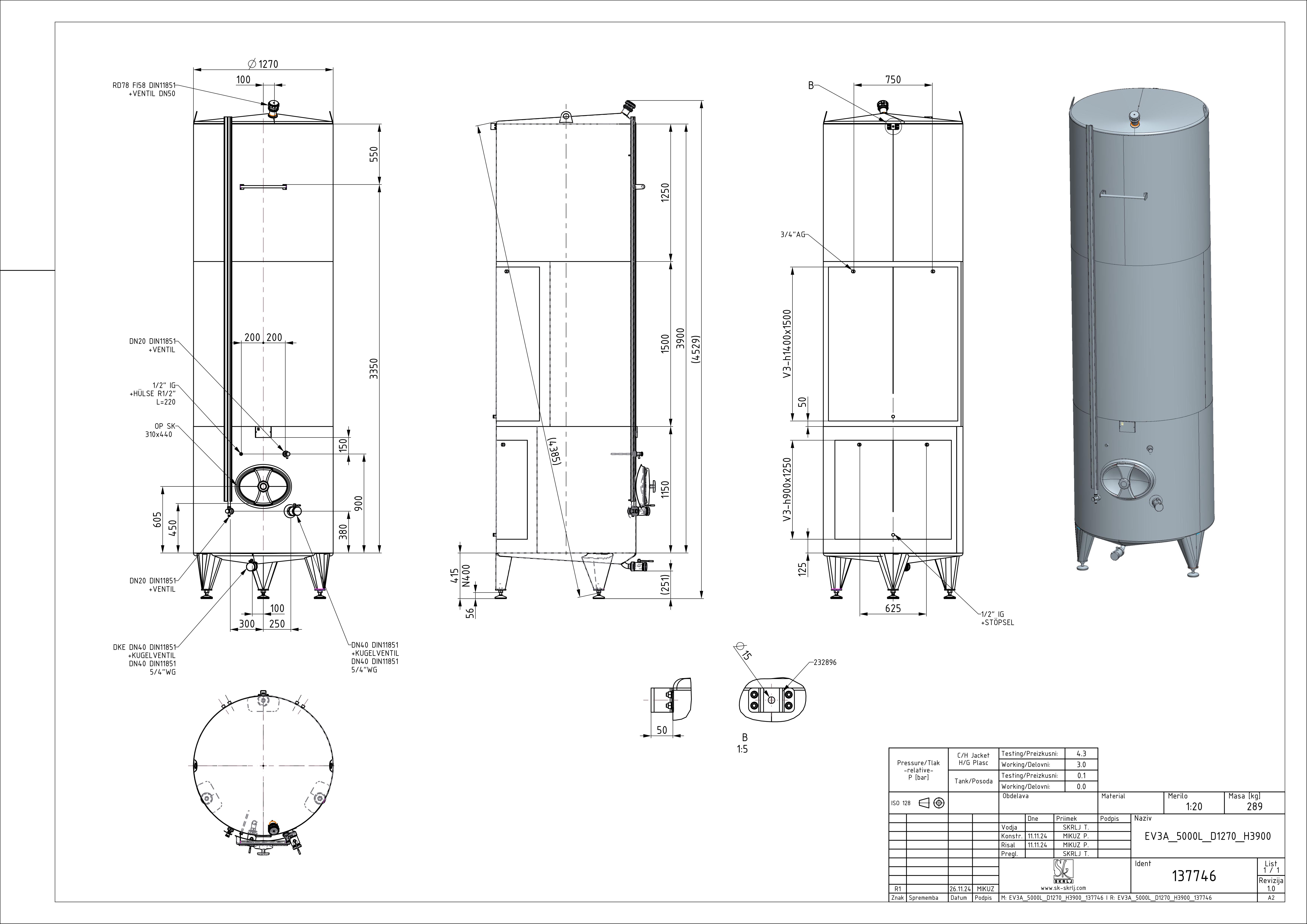 Classic storage tank with double jacket