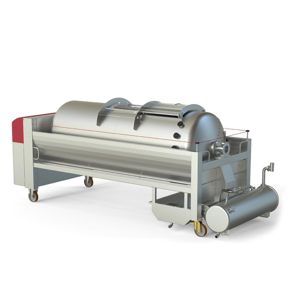 Pneumatic press type PSH - closed pressing system, closed drum with internal drain channels, possibility of hyperreductive pressing