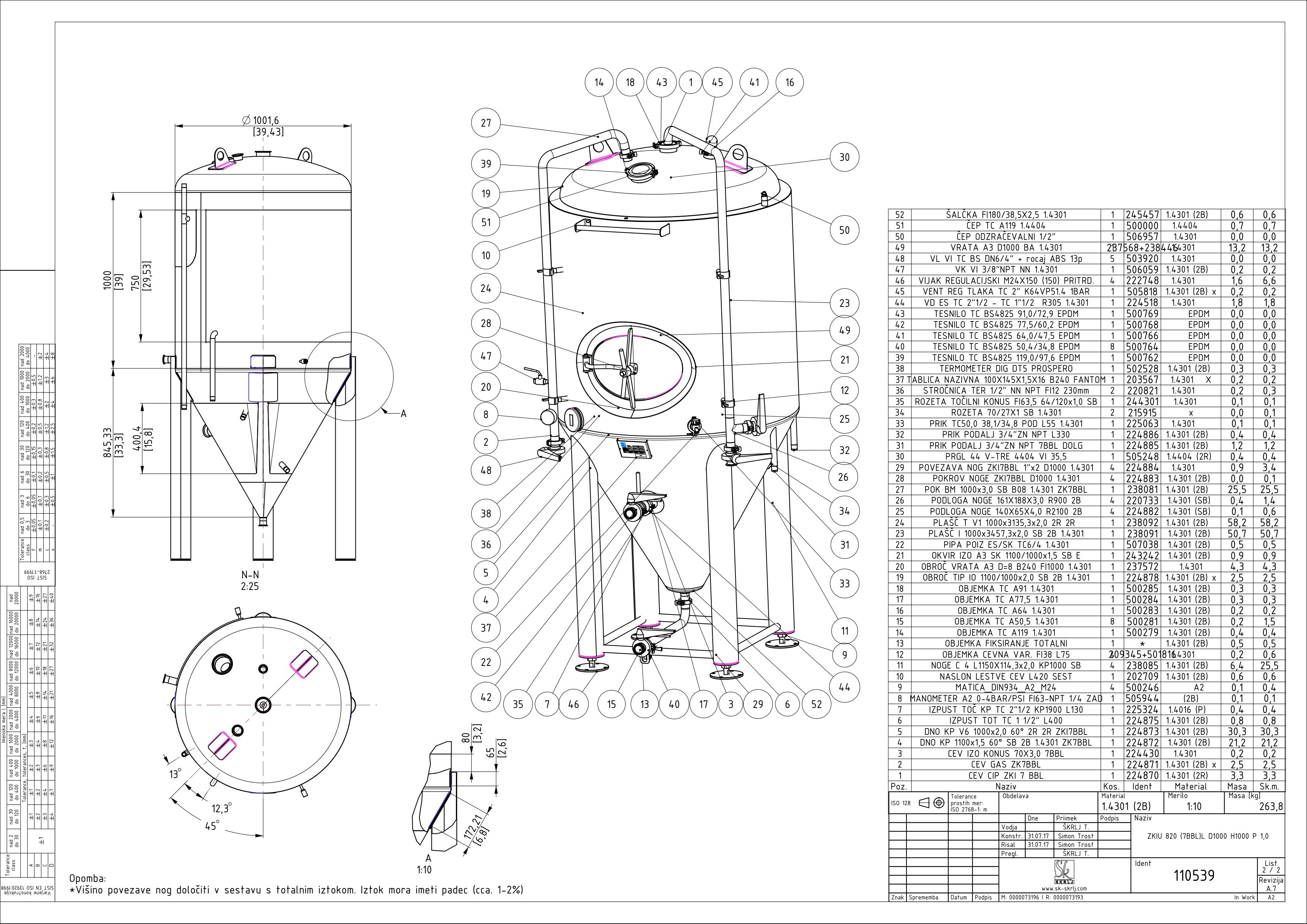 Cylindroconical fermentation and storage tank, insulated
