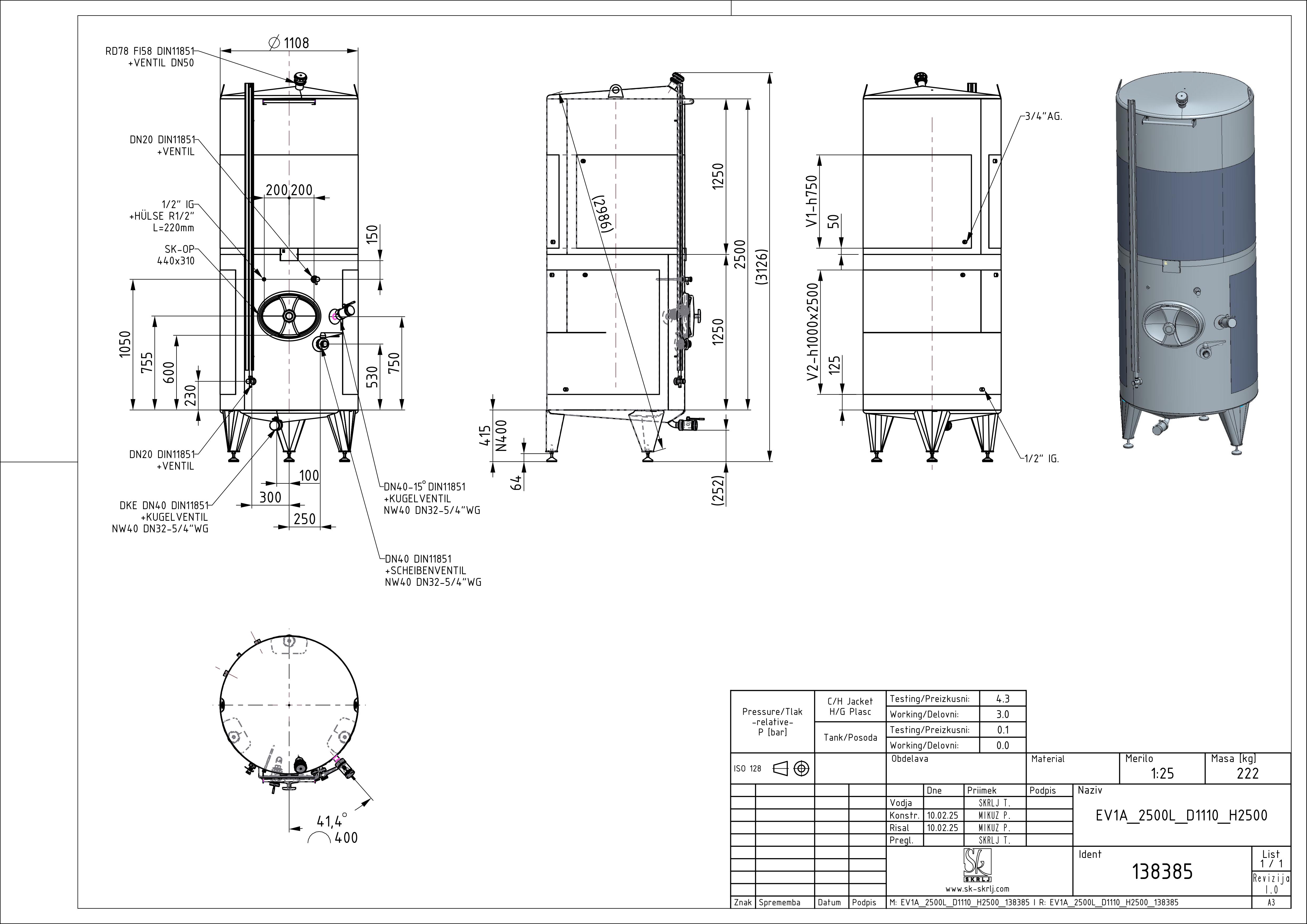 Classic storage tank with double jacket