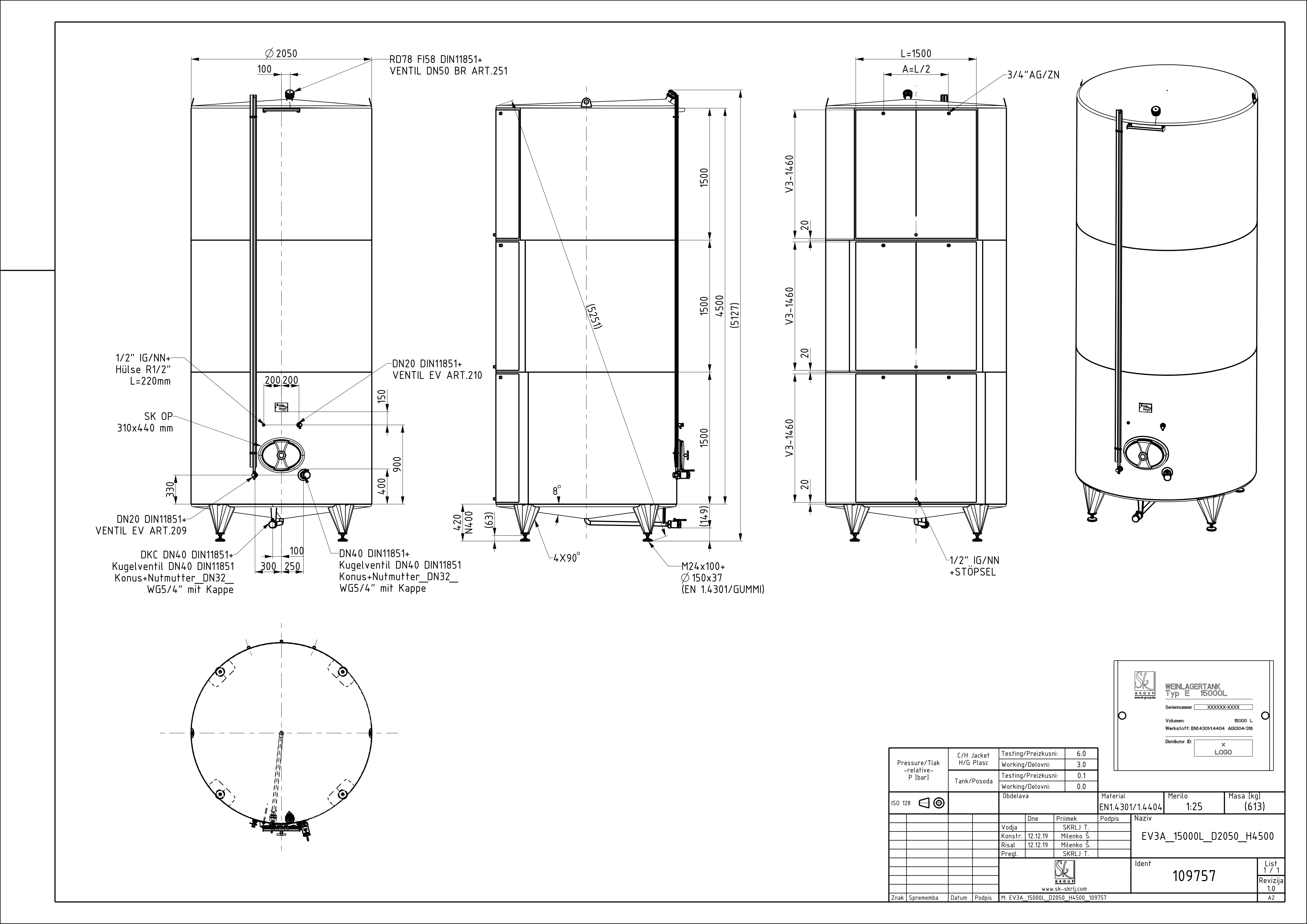 Classic storage tank with double jacket