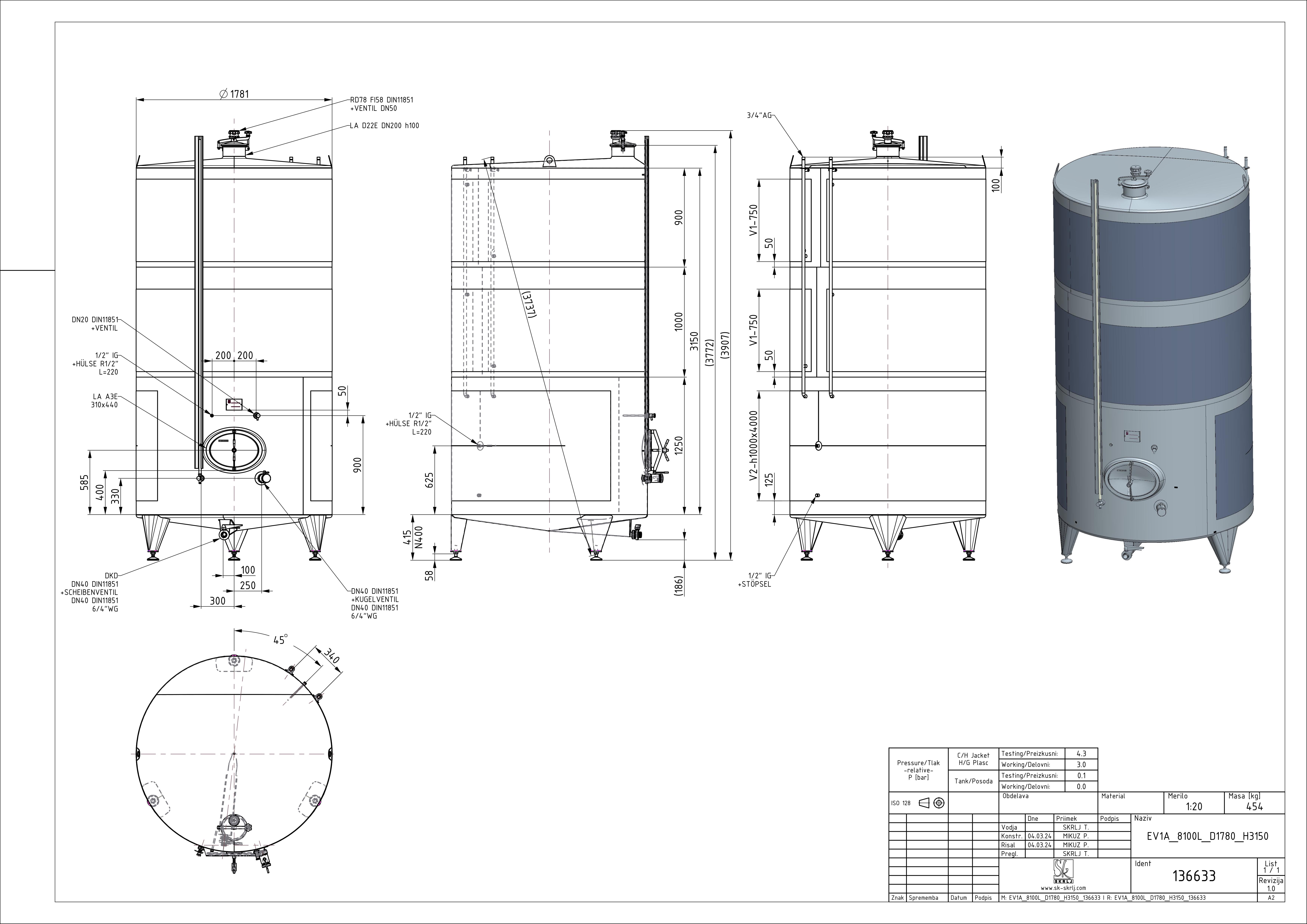 Classic storage tank with double jacket