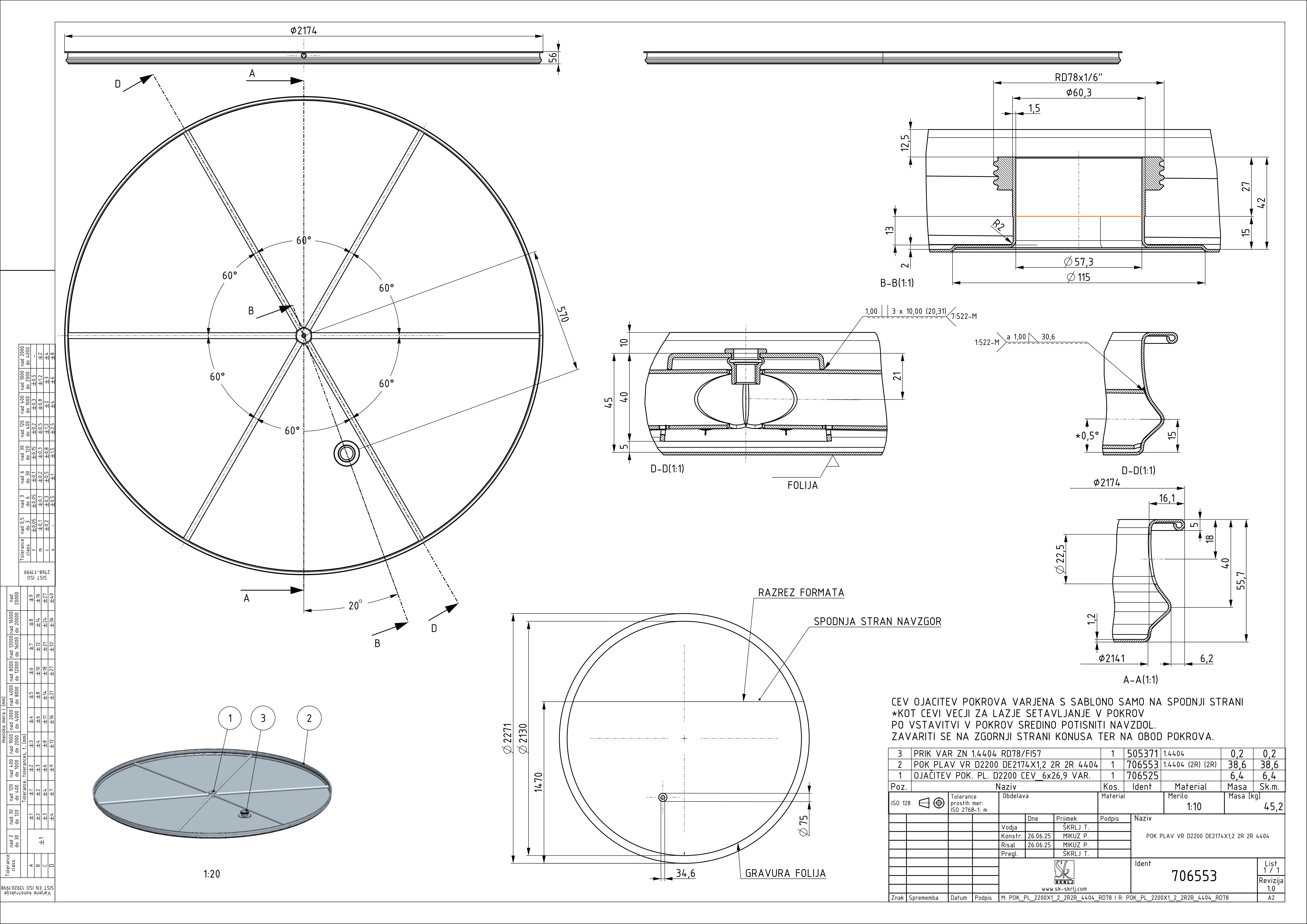Shape: Floating lid