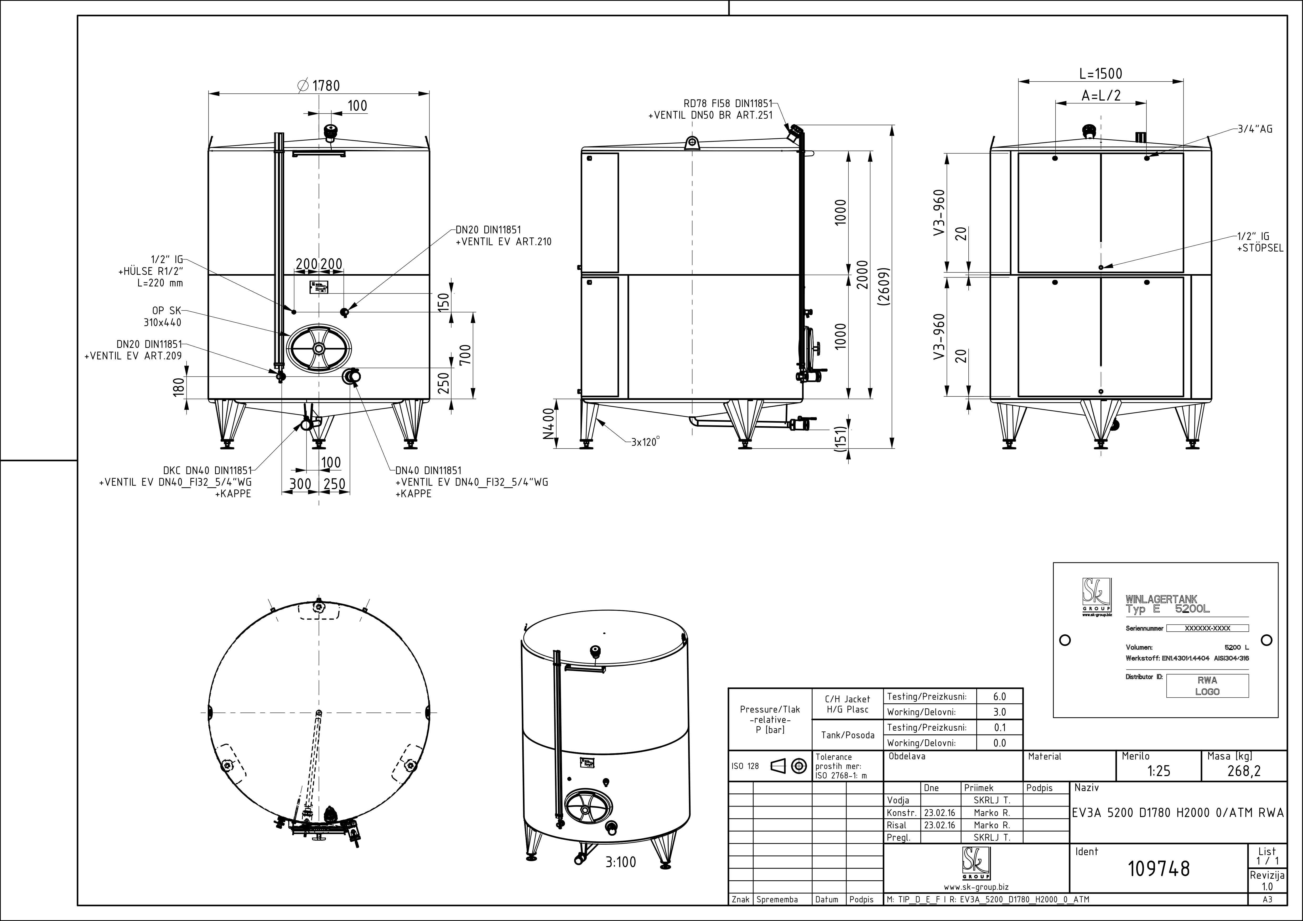 Classic storage tank with double jacket