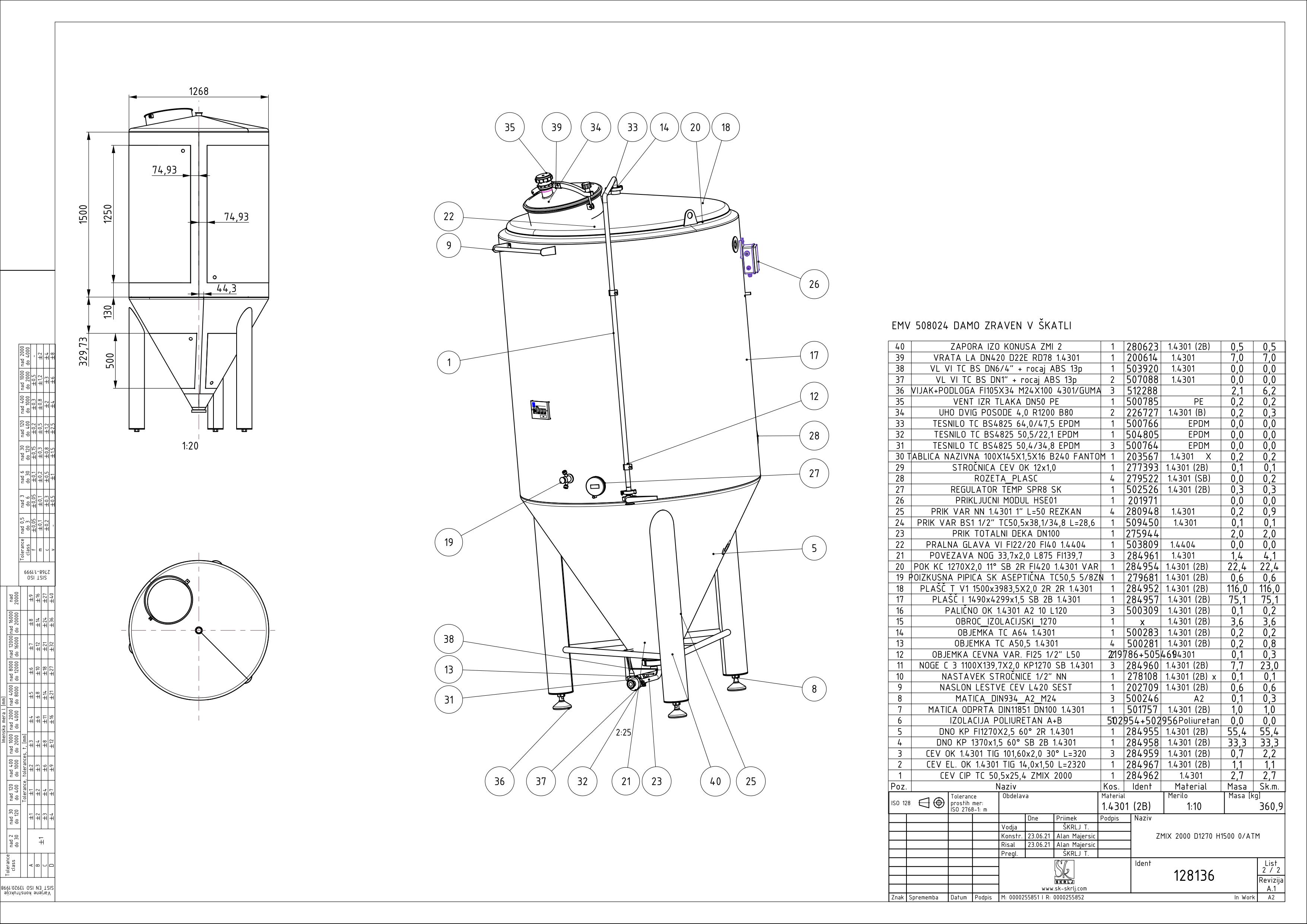 Cylindroconical fermentation and storage tank, insulated, mini