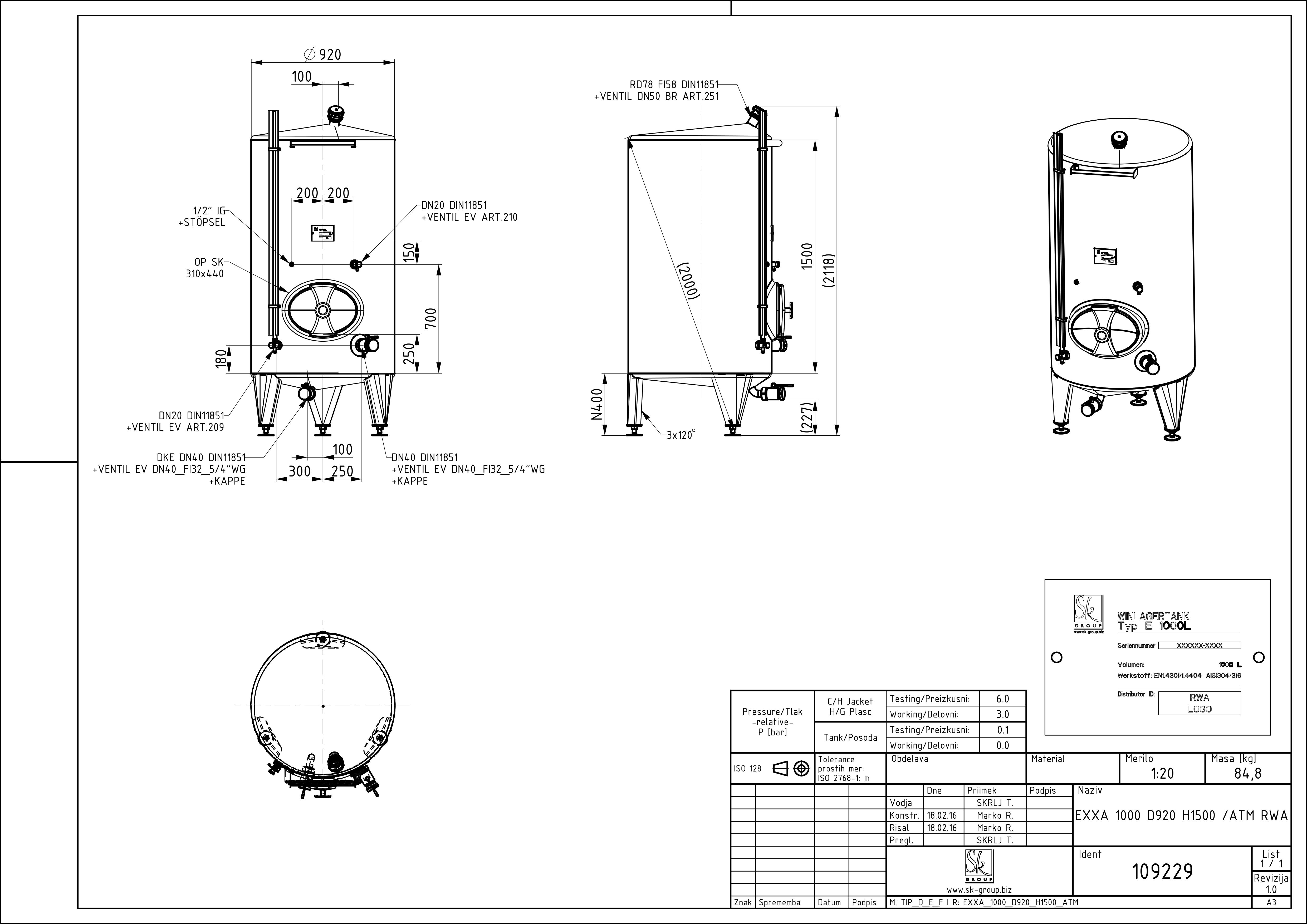 Classic storage tank