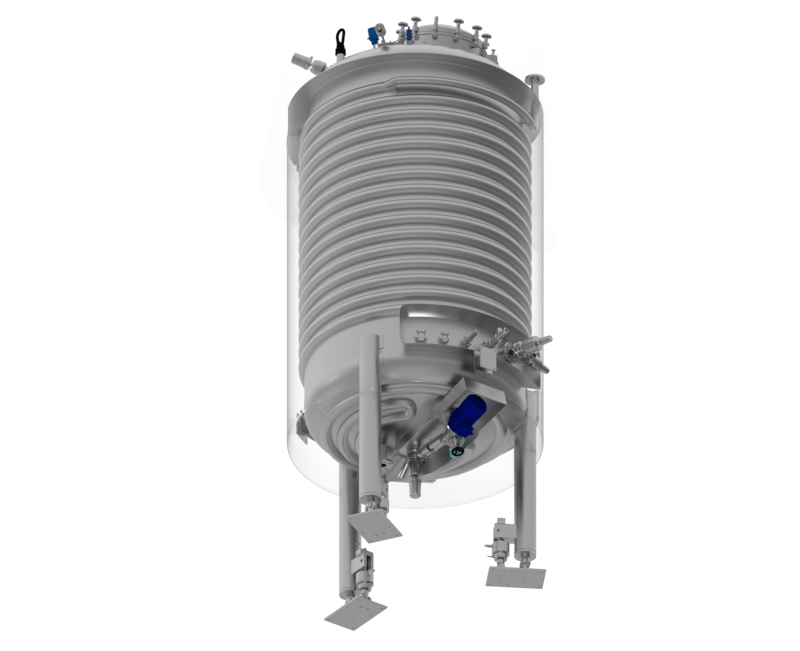 Vertical vessel with temperature control