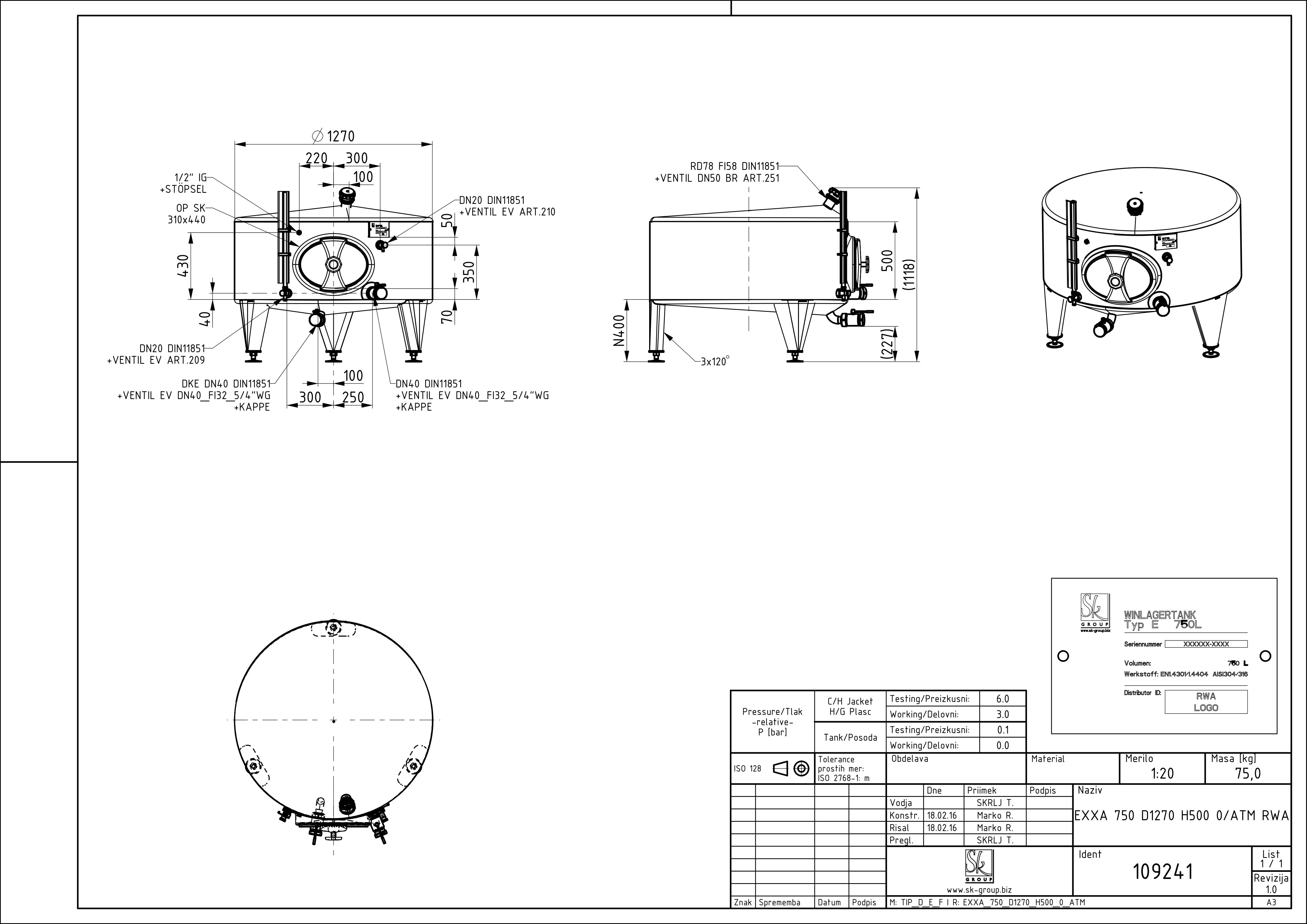 Classic storage tank