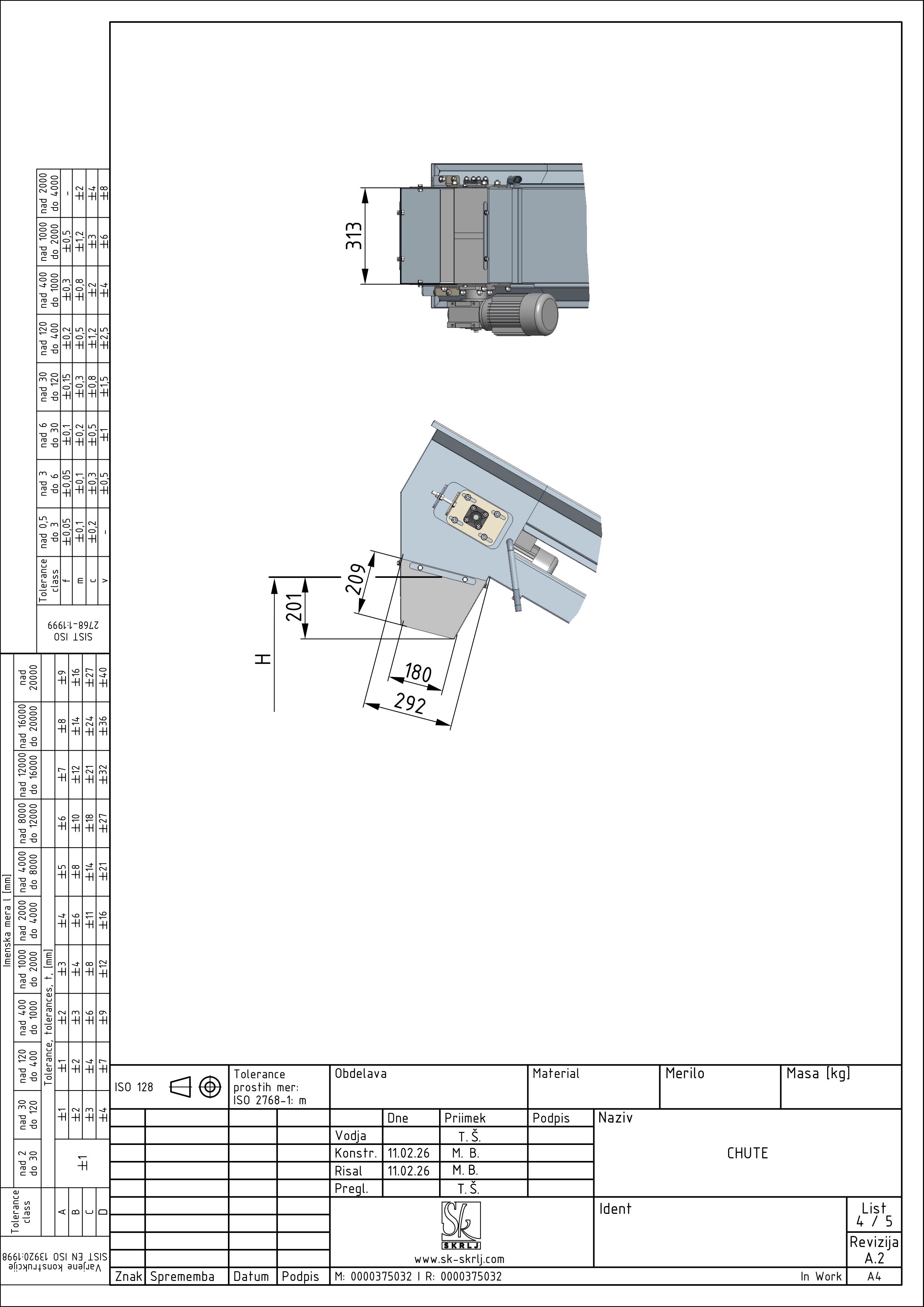 Nastro elevatore. Telaio autoportante in acciaio inox EN 1.4301 su ruote girevoli. Inclinazione regolabile del nastro. Nastro in PVC alimentare con listelli curvi. Sistema di tensionamento e rilascio (sblocco) rapido. Ugelli integrati per il risciacquo del nastro. Vaschetta recupero liquidi con scarico.