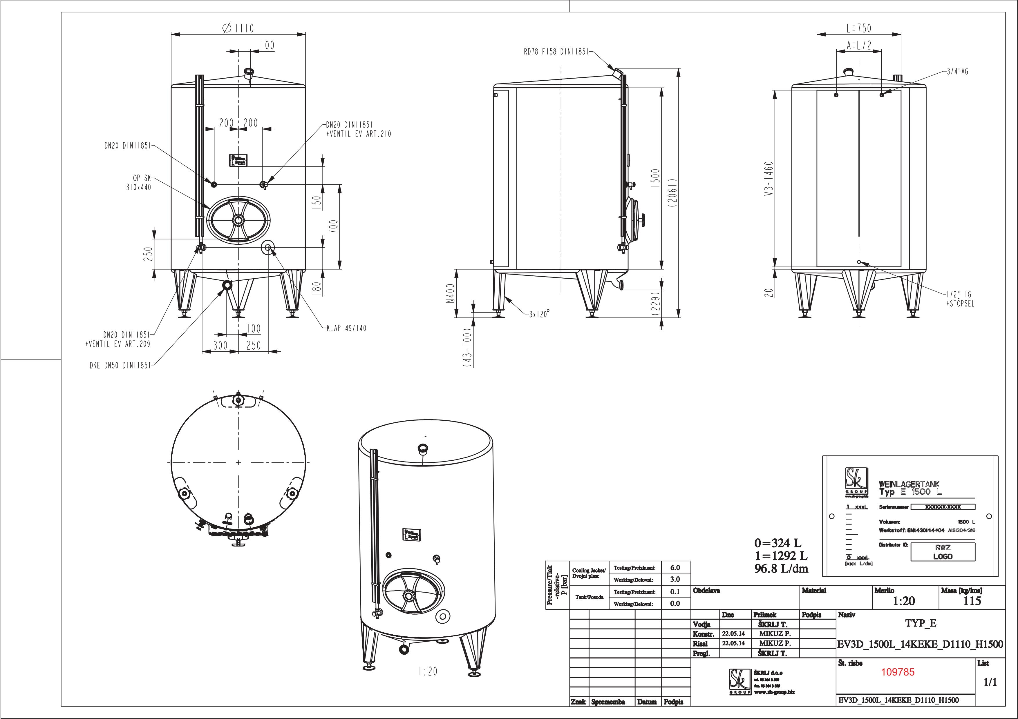 Classic storage tank with double jacket