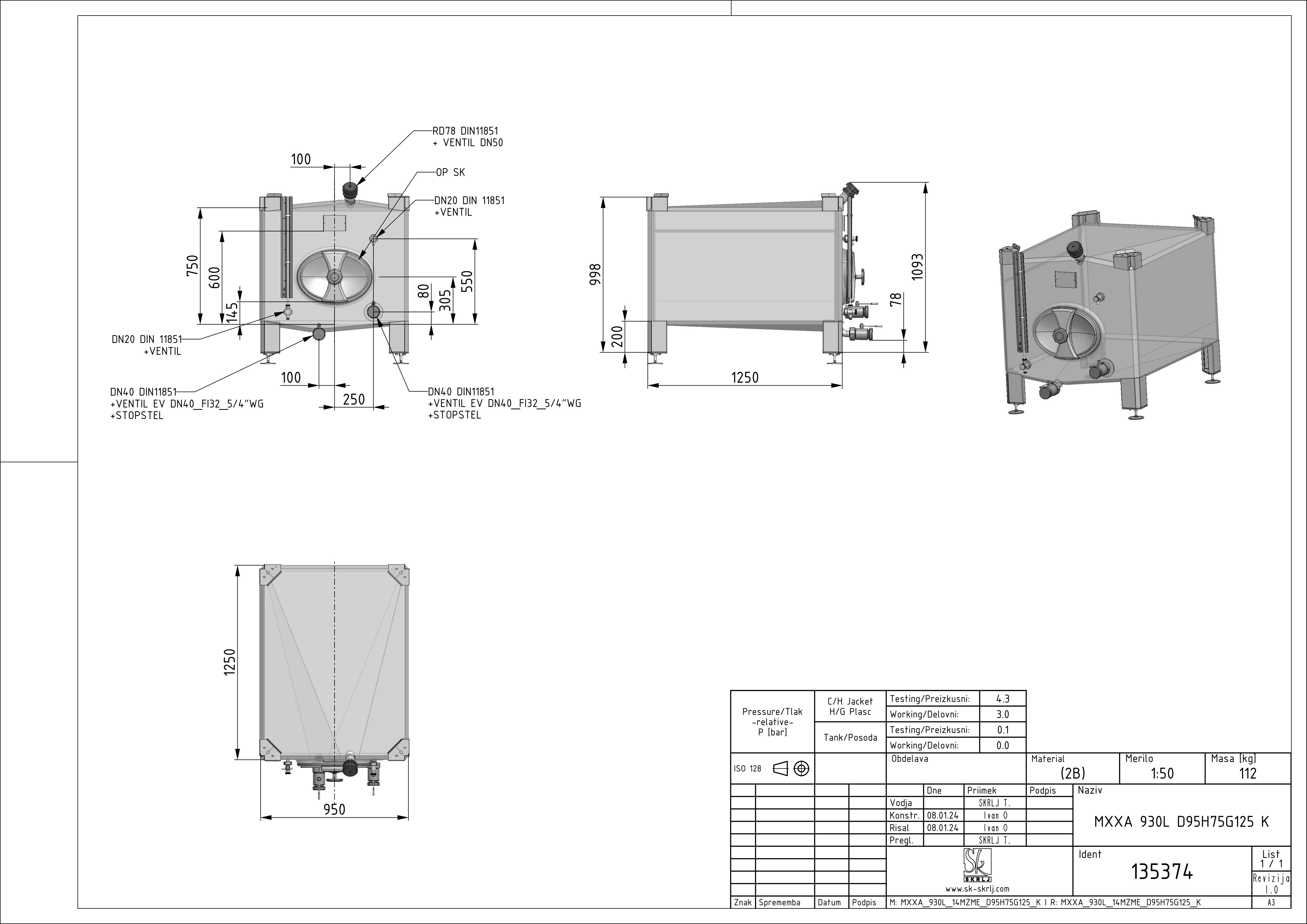 Small rectangular storage tank