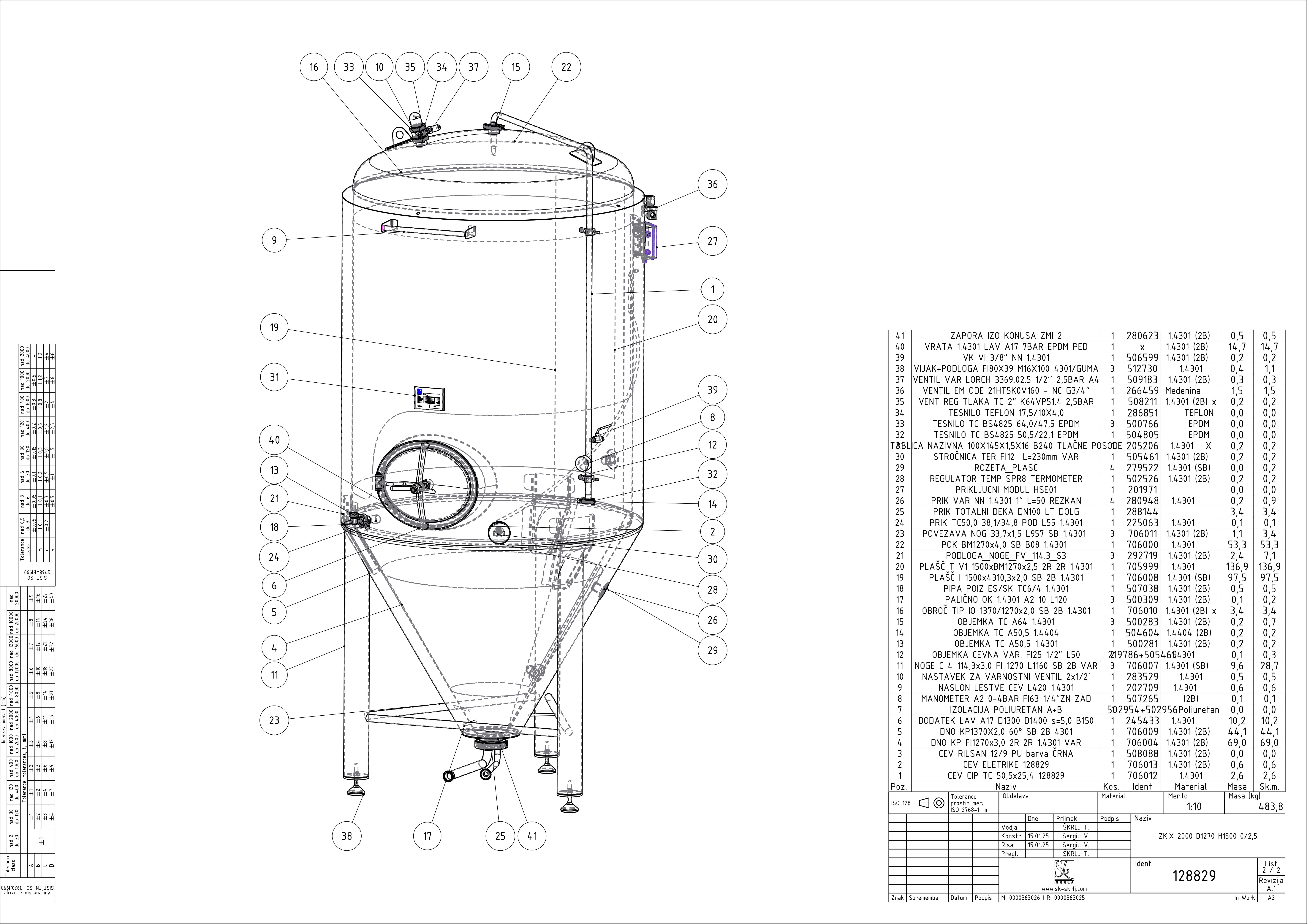 Cylindroconical fermentation and storage tank, insulated