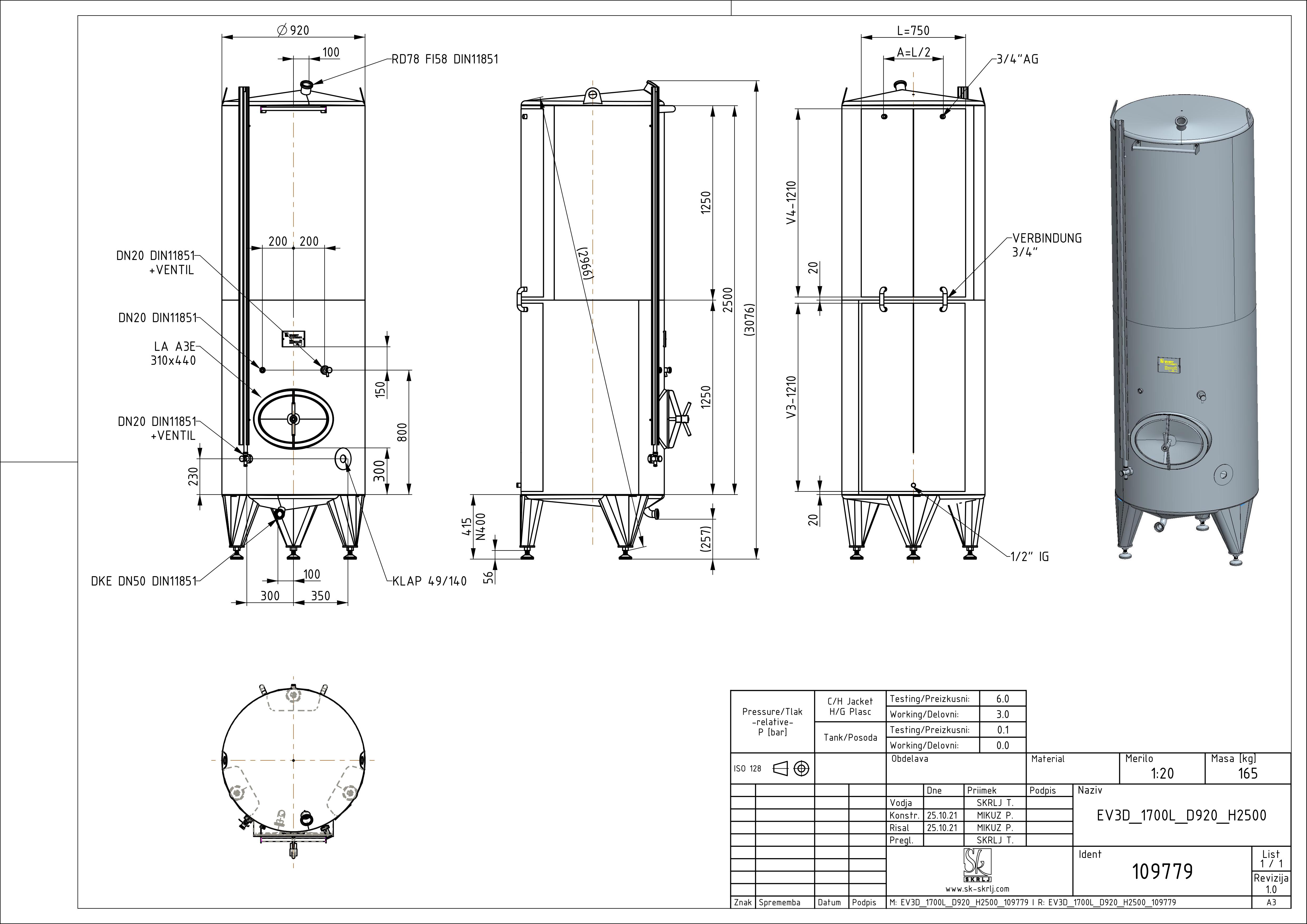 Classic storage tank with double jacket
