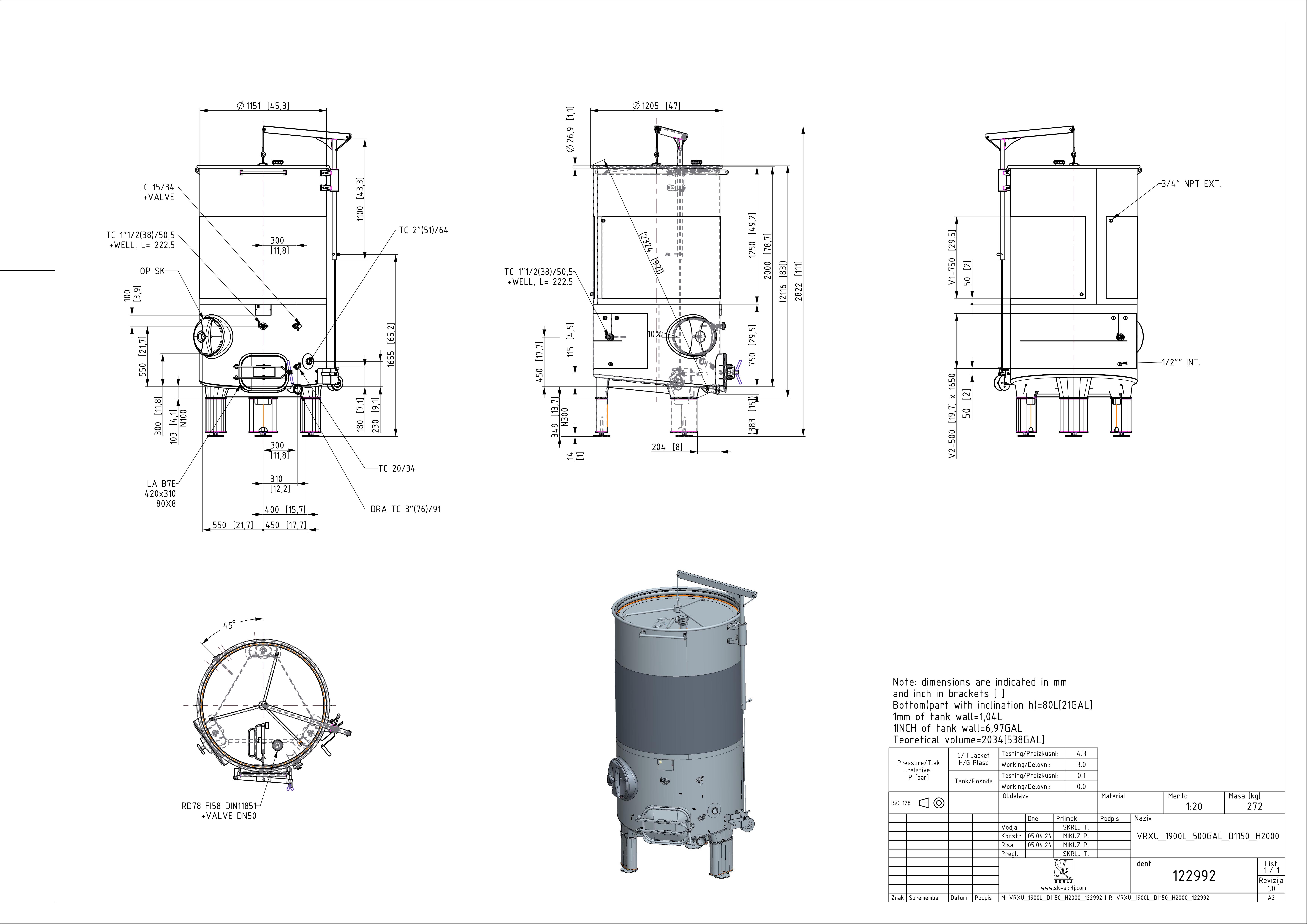 Variable capacity red wine tank