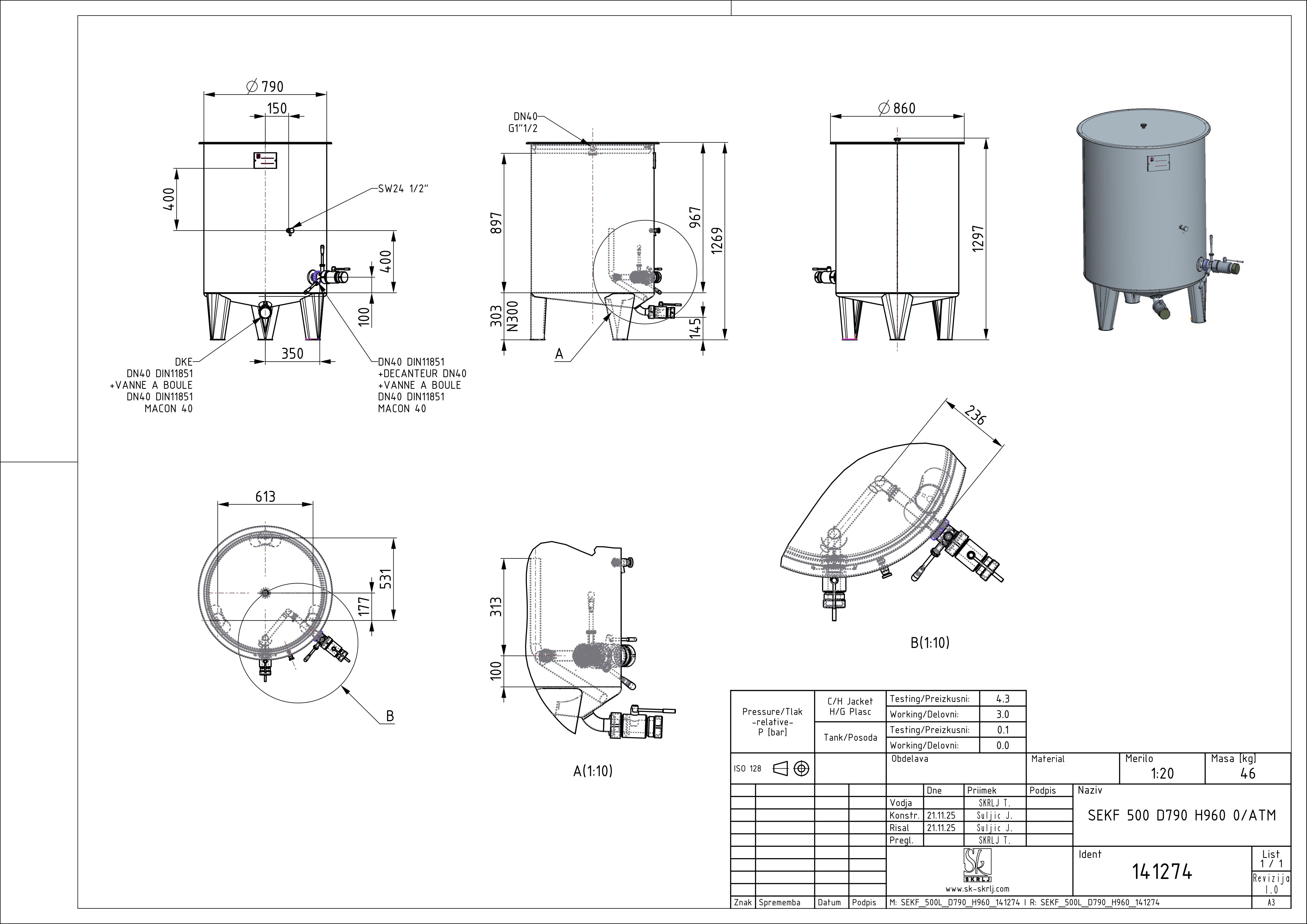 Storage tank with floating lid