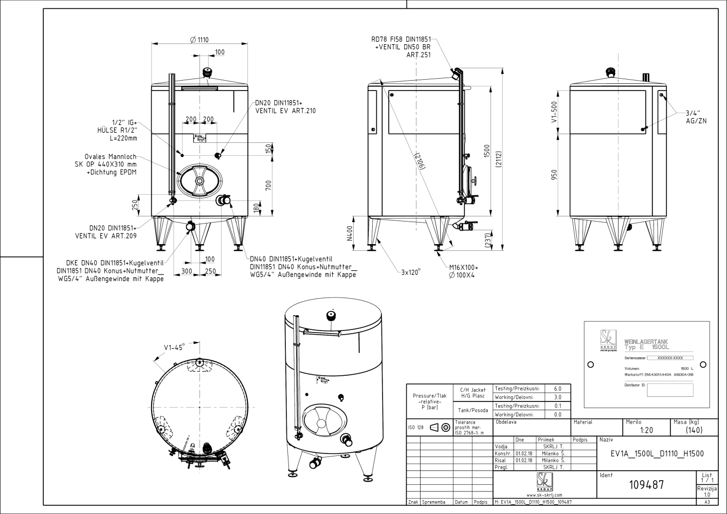 Classic storage tank with double jacket