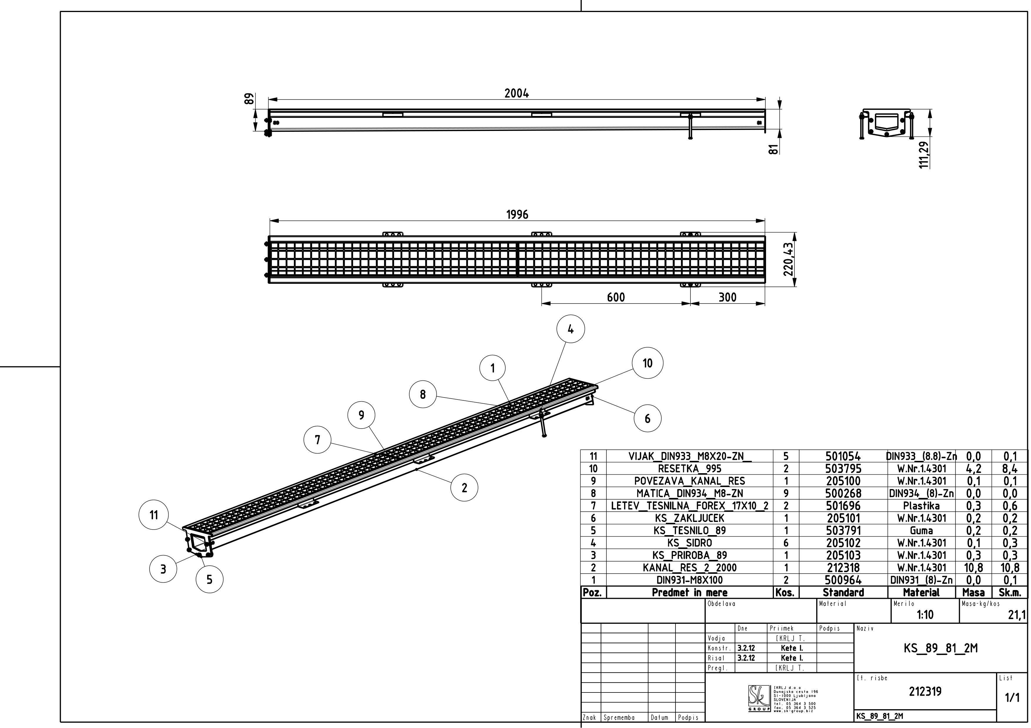 KS, drainage chanell, box type with grating