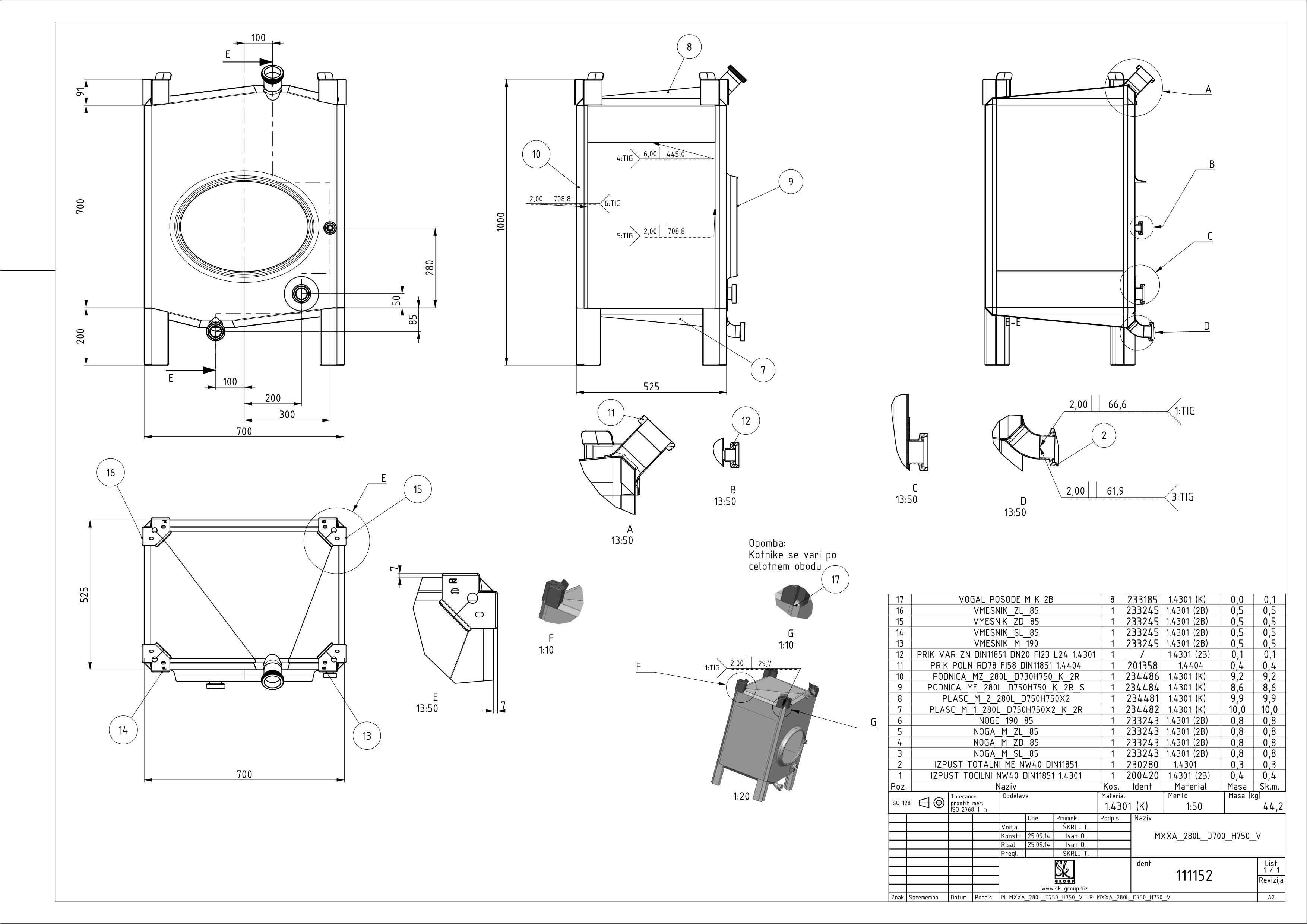 Small rectangular storage tank