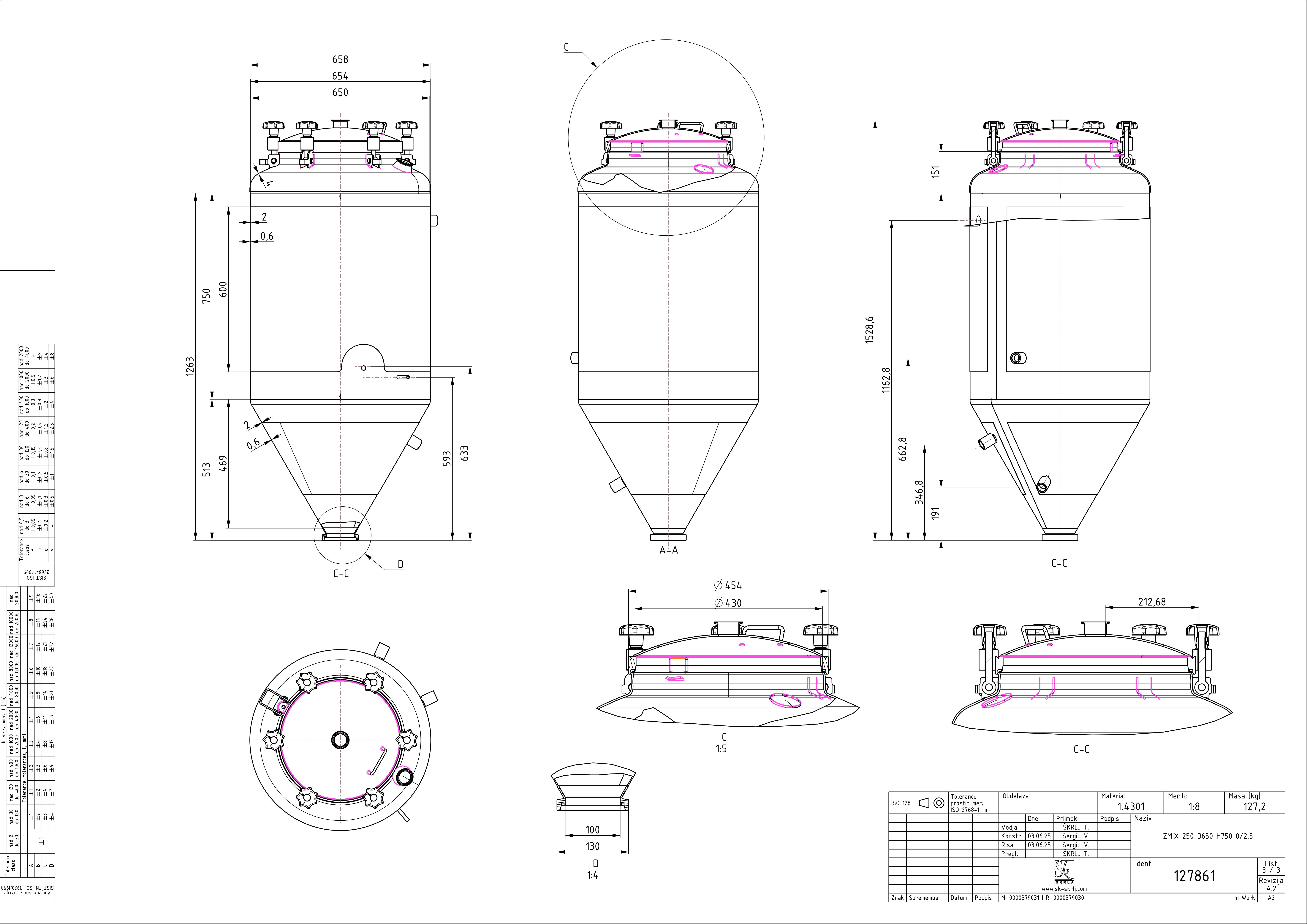 Cylindroconical fermentation and storage tank, insulated, mini