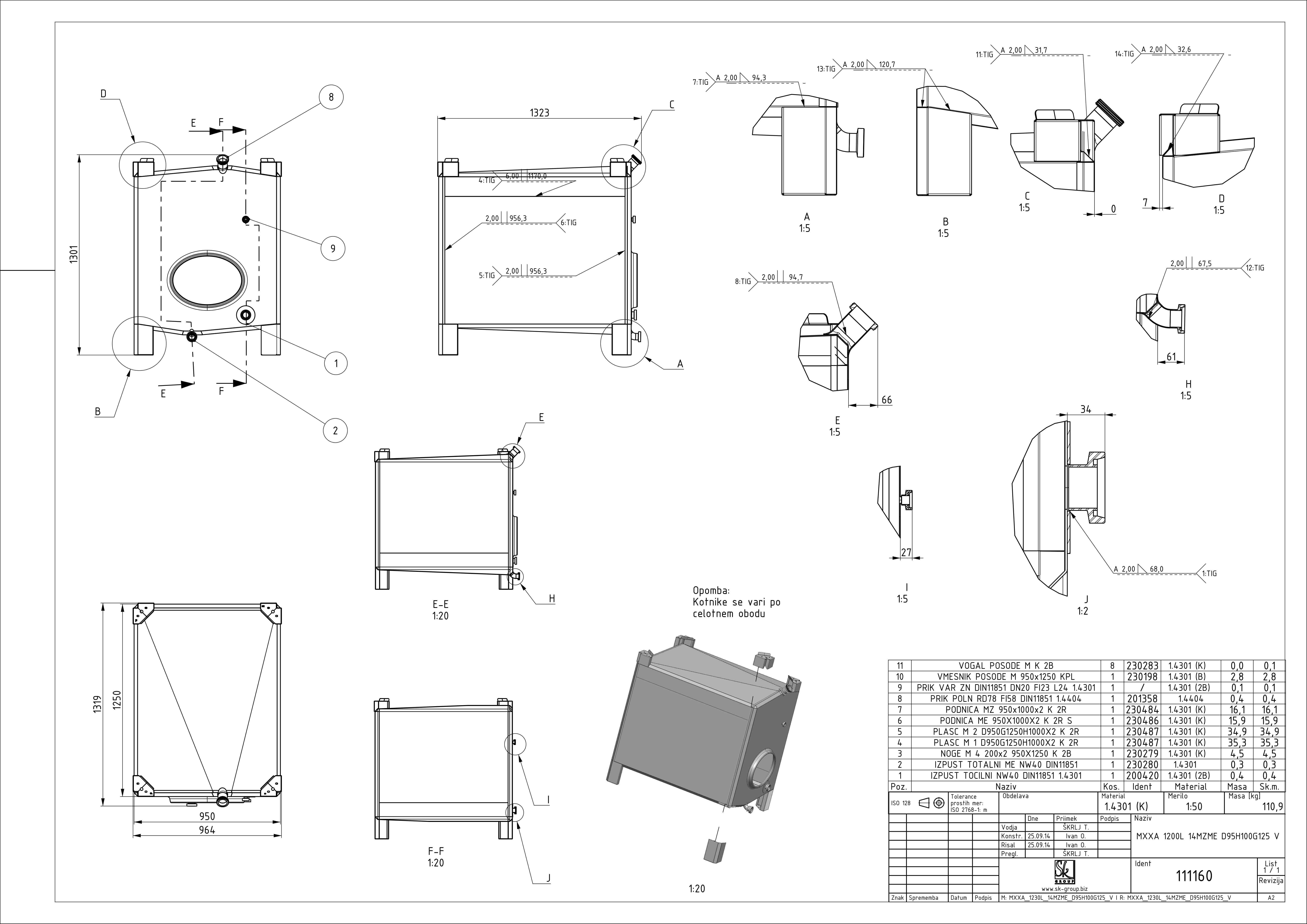 Small rectangular storage tank