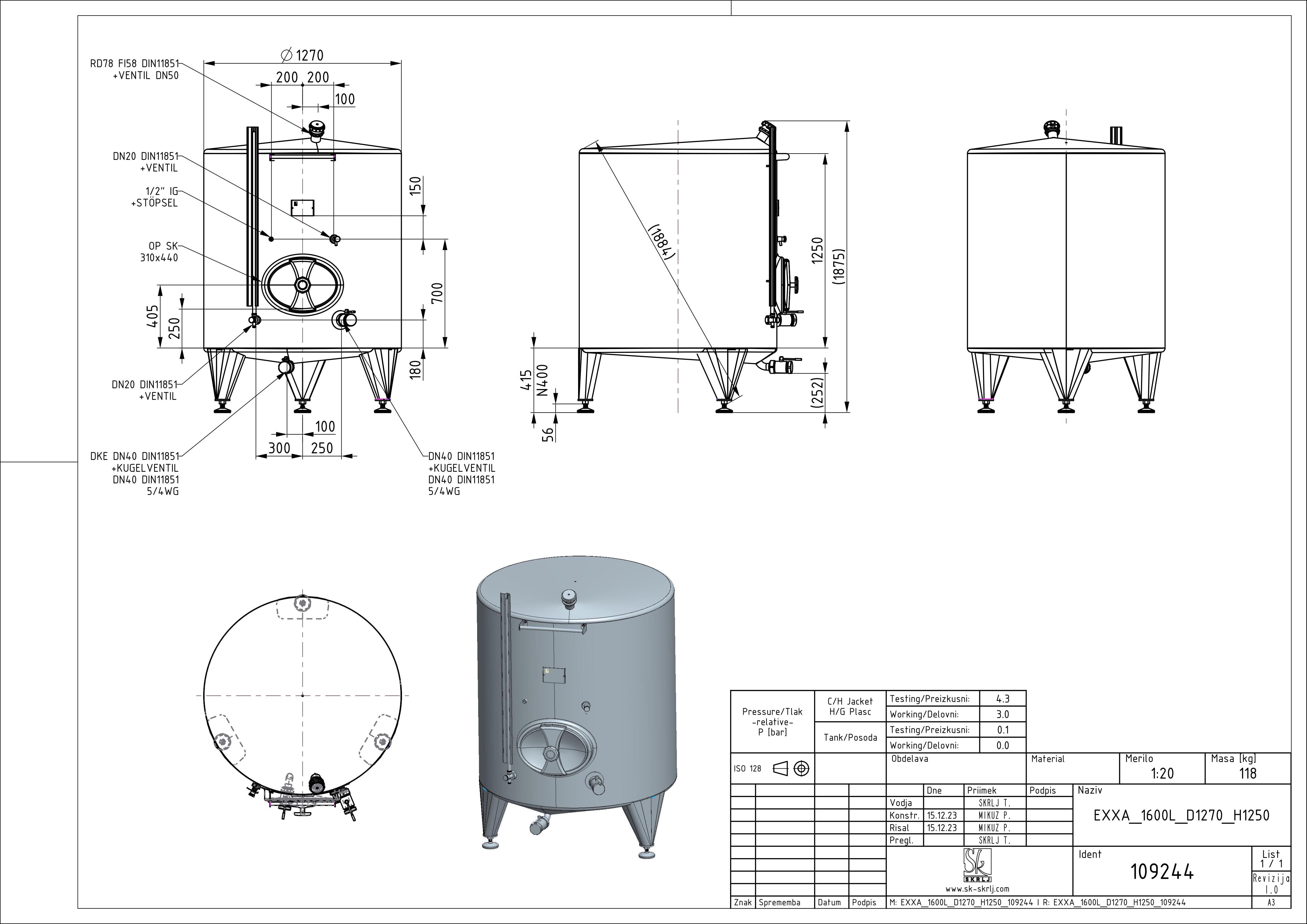 Classic storage tank