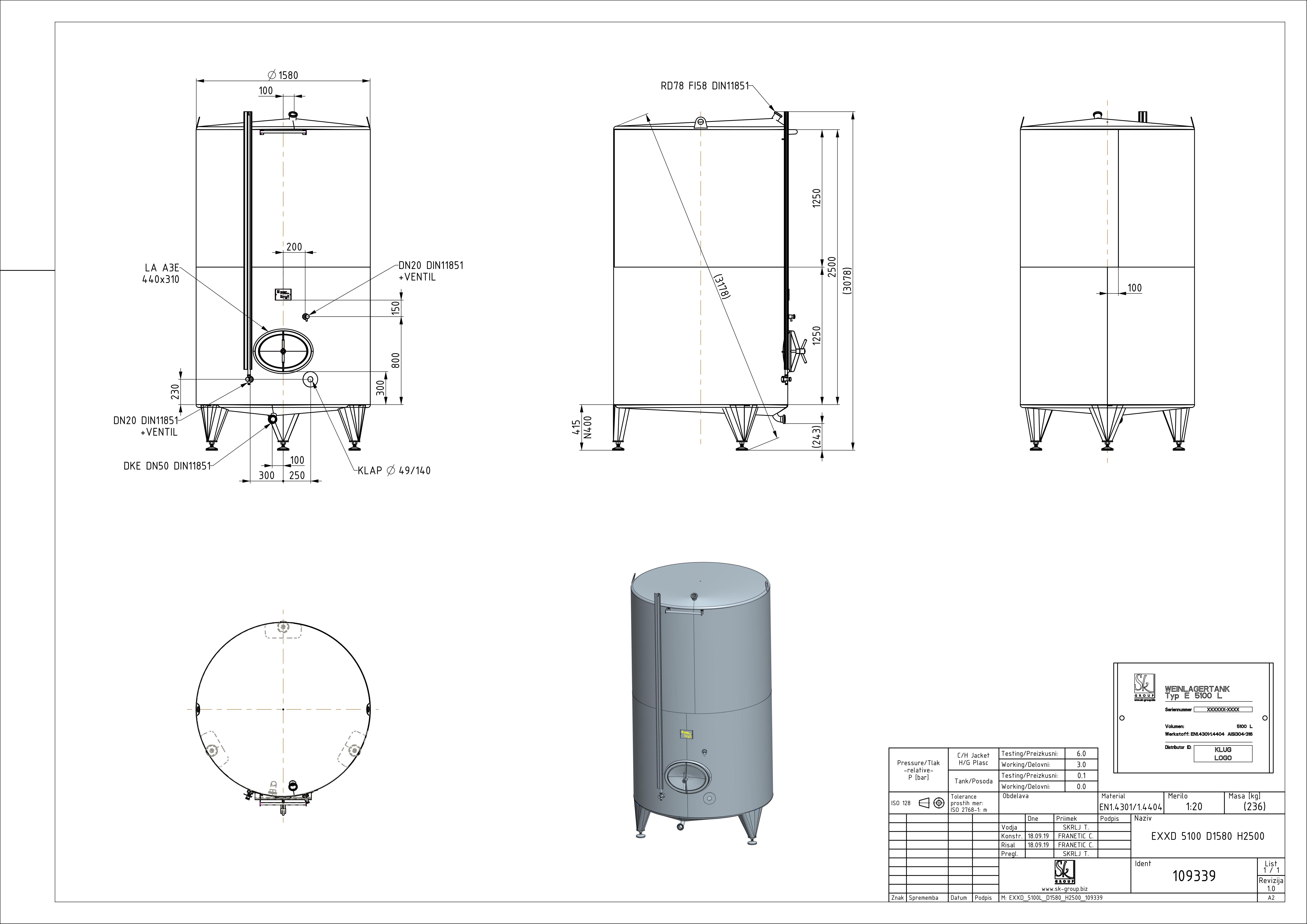 Classic storage tank