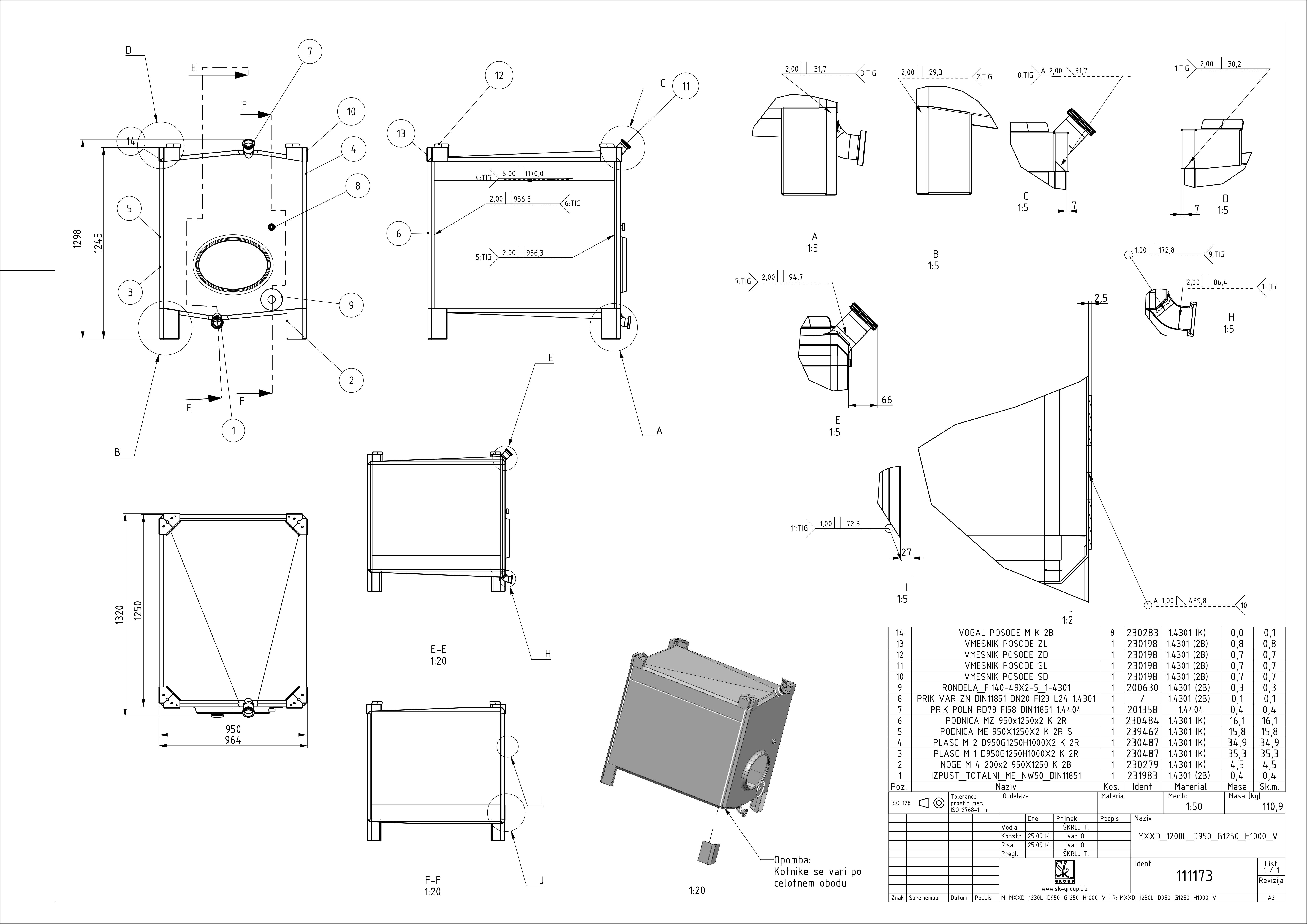 Small rectangular storage tank