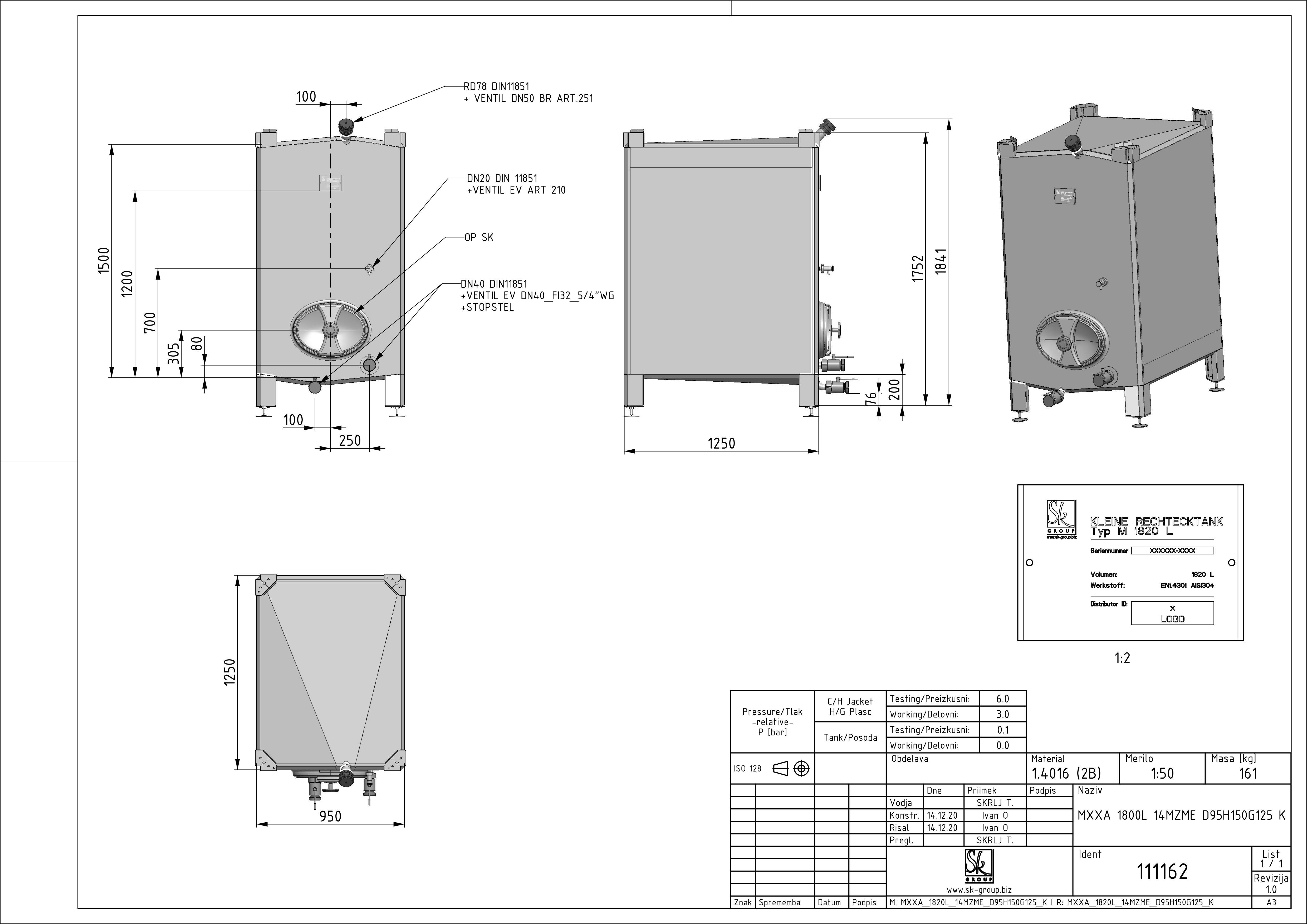 Small rectangular storage tank