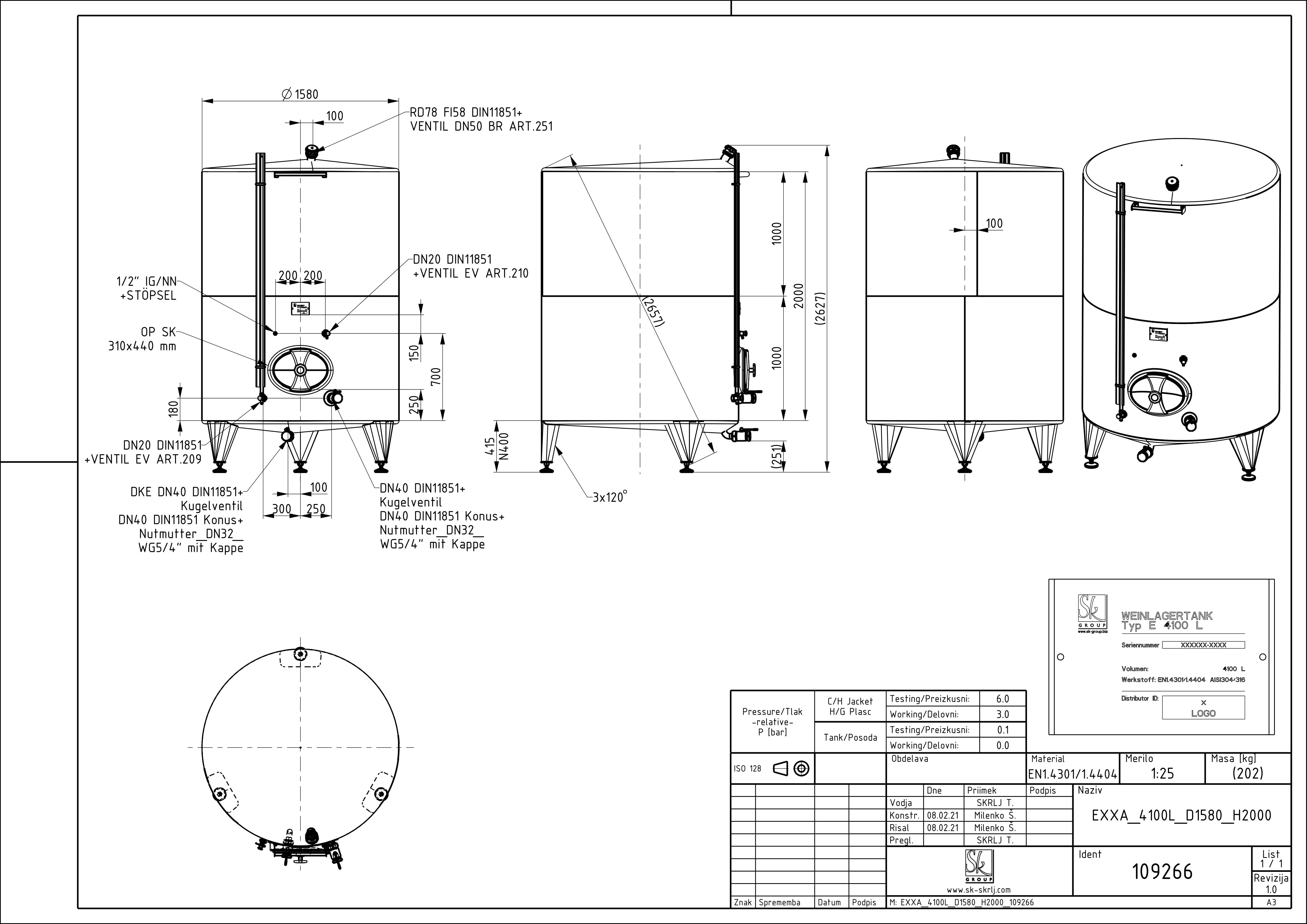 Classic storage tank
