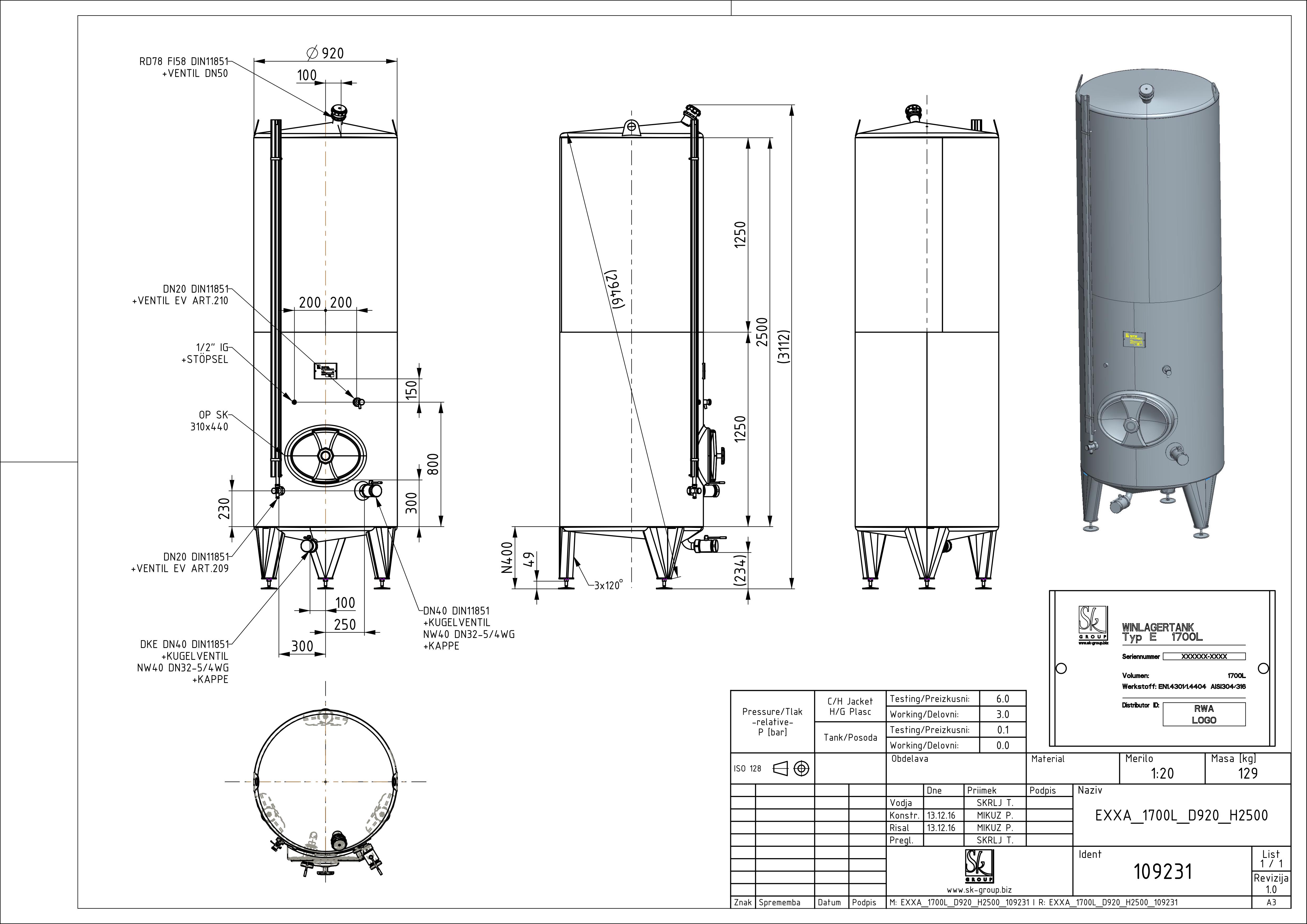 Classic storage tank