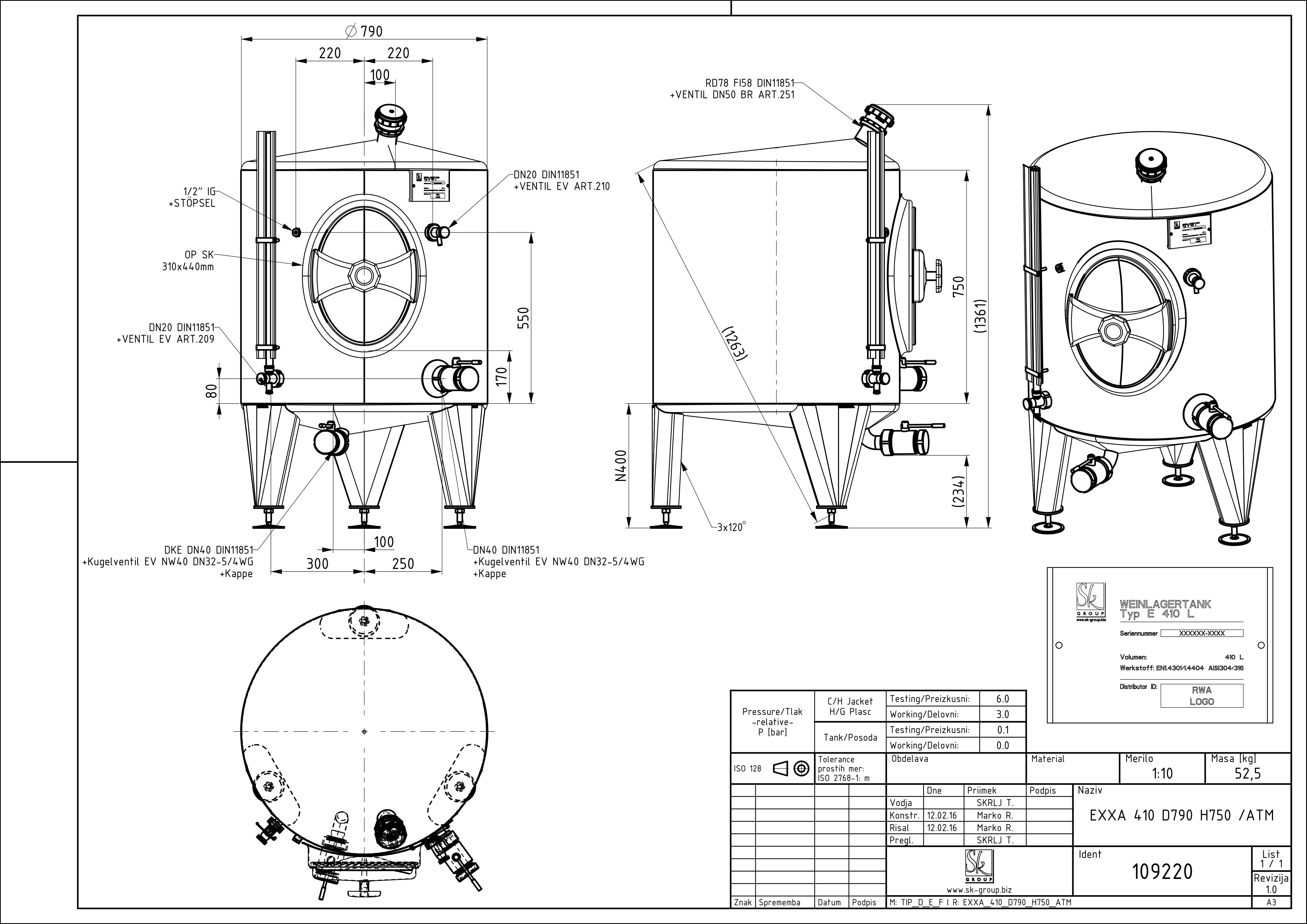 Classic storage tank