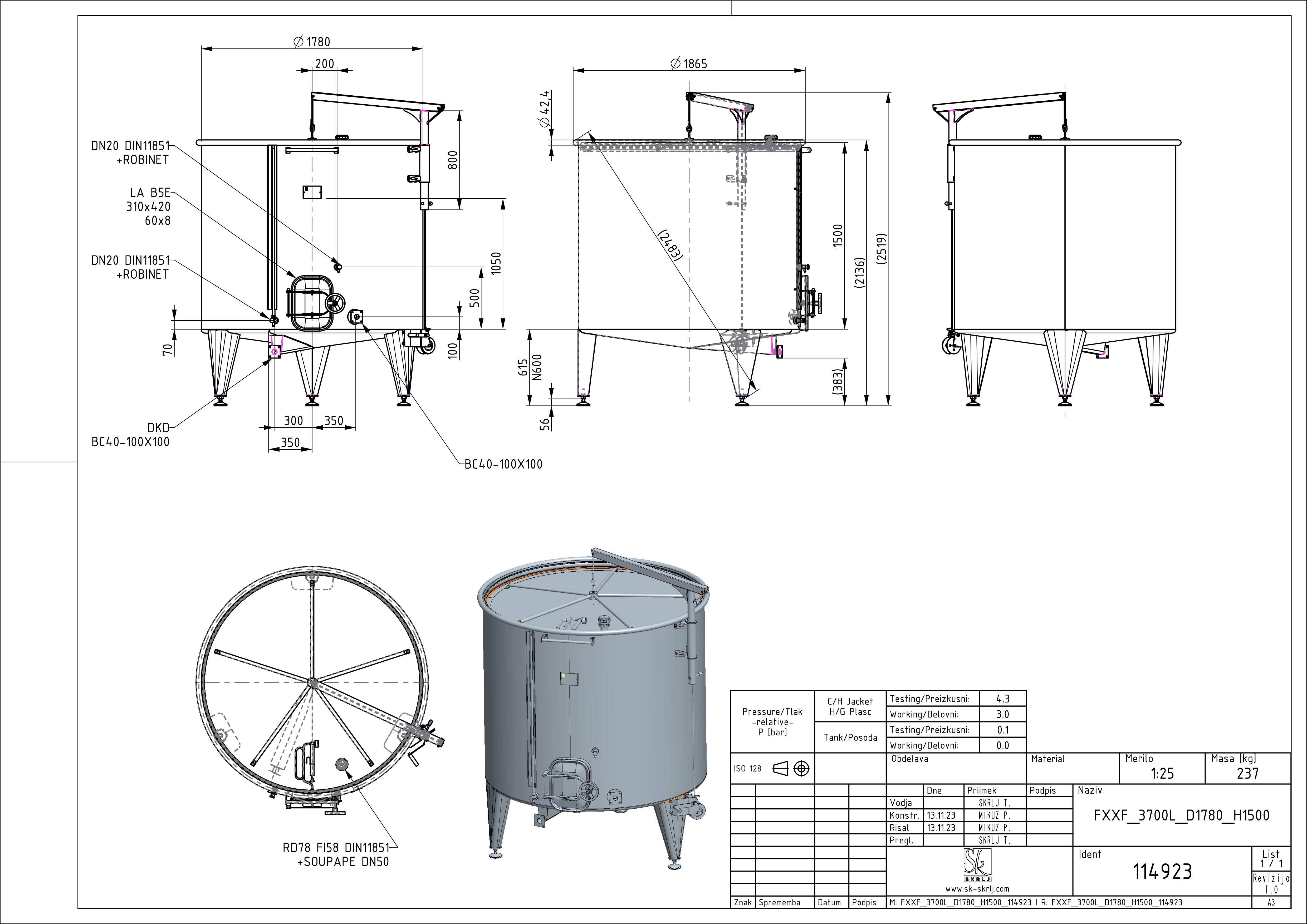 Storage tank with floating lid