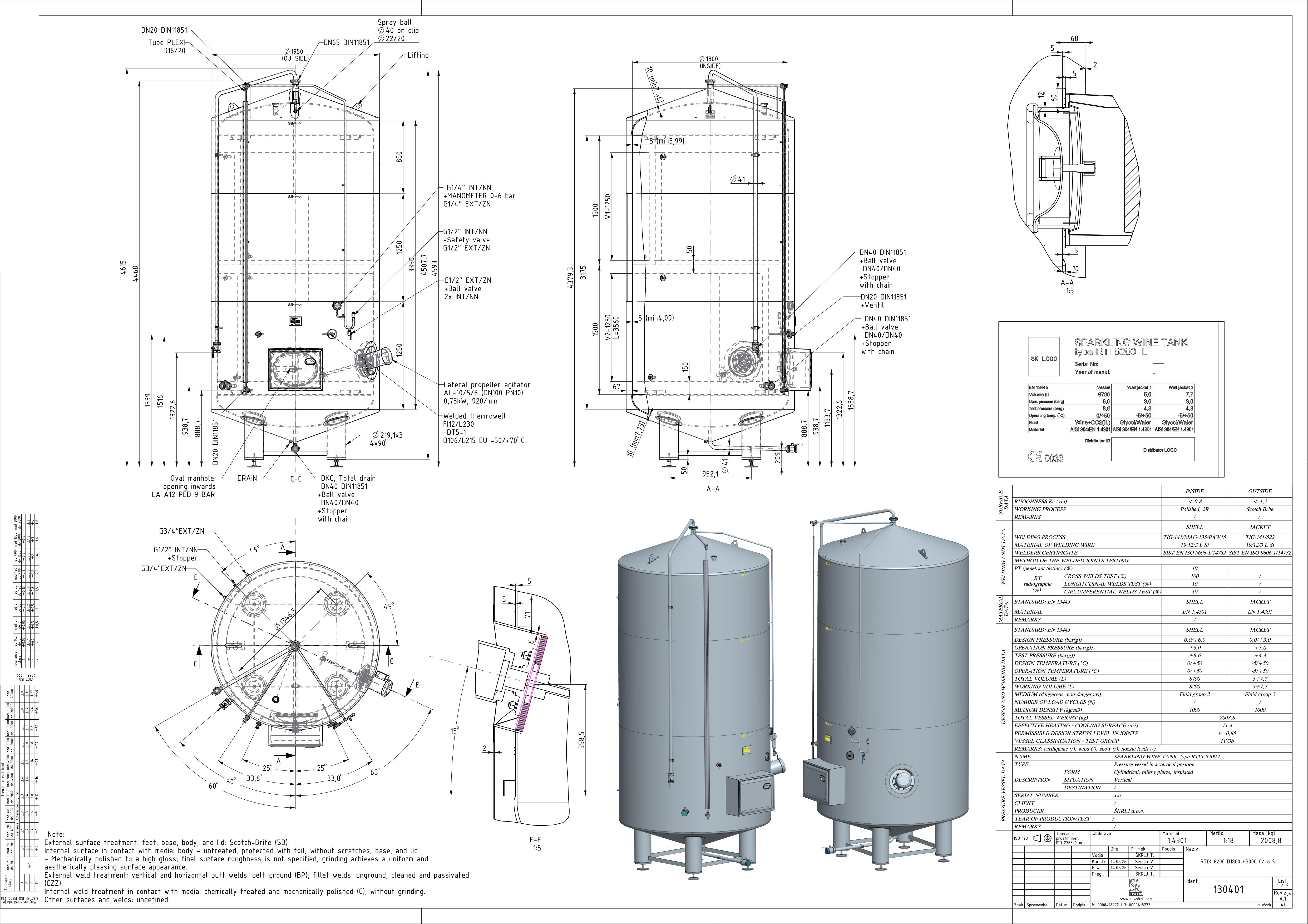 Sparkling wine tank