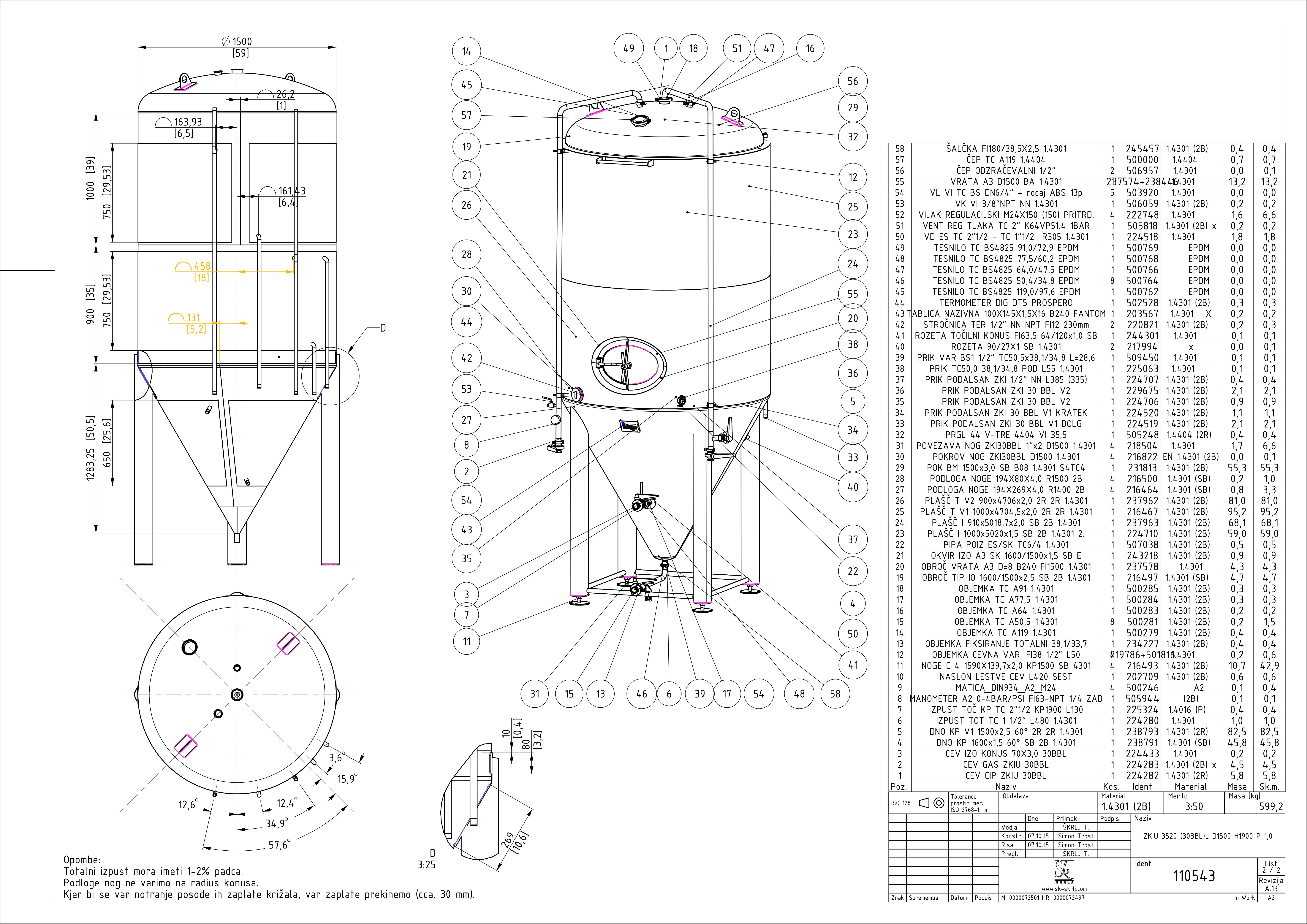 Cylindroconical fermentation and storage tank, insulated