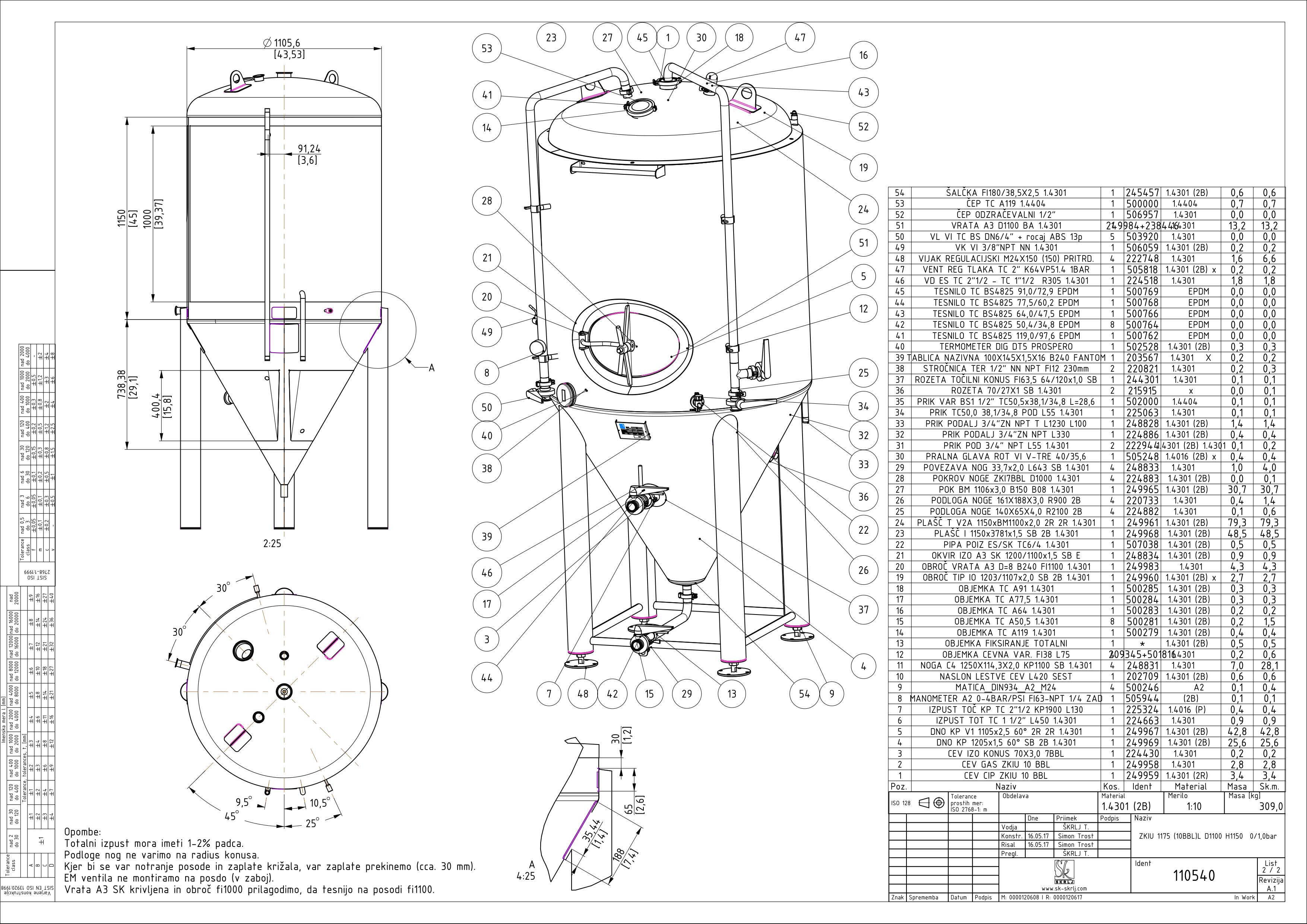 Cylindroconical fermentation and storage tank, insulated