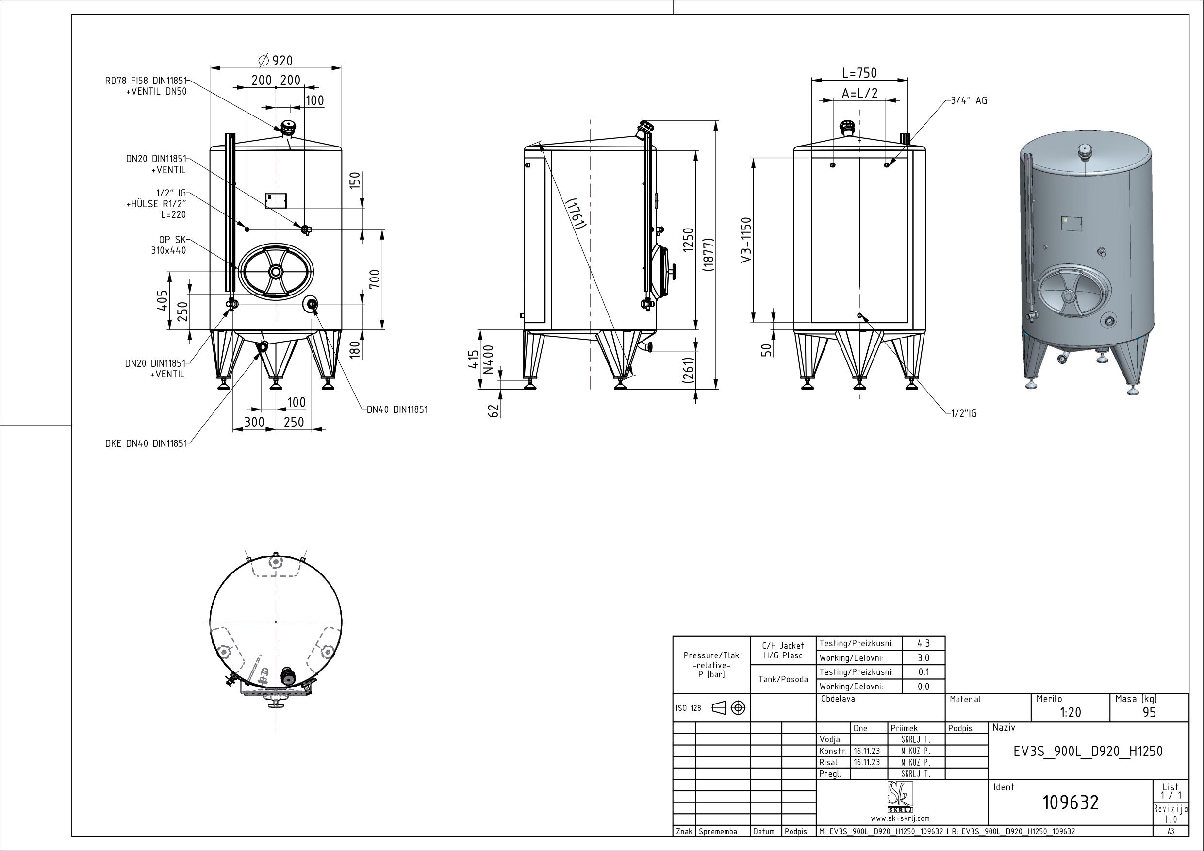 Classic storage tank with double jacket