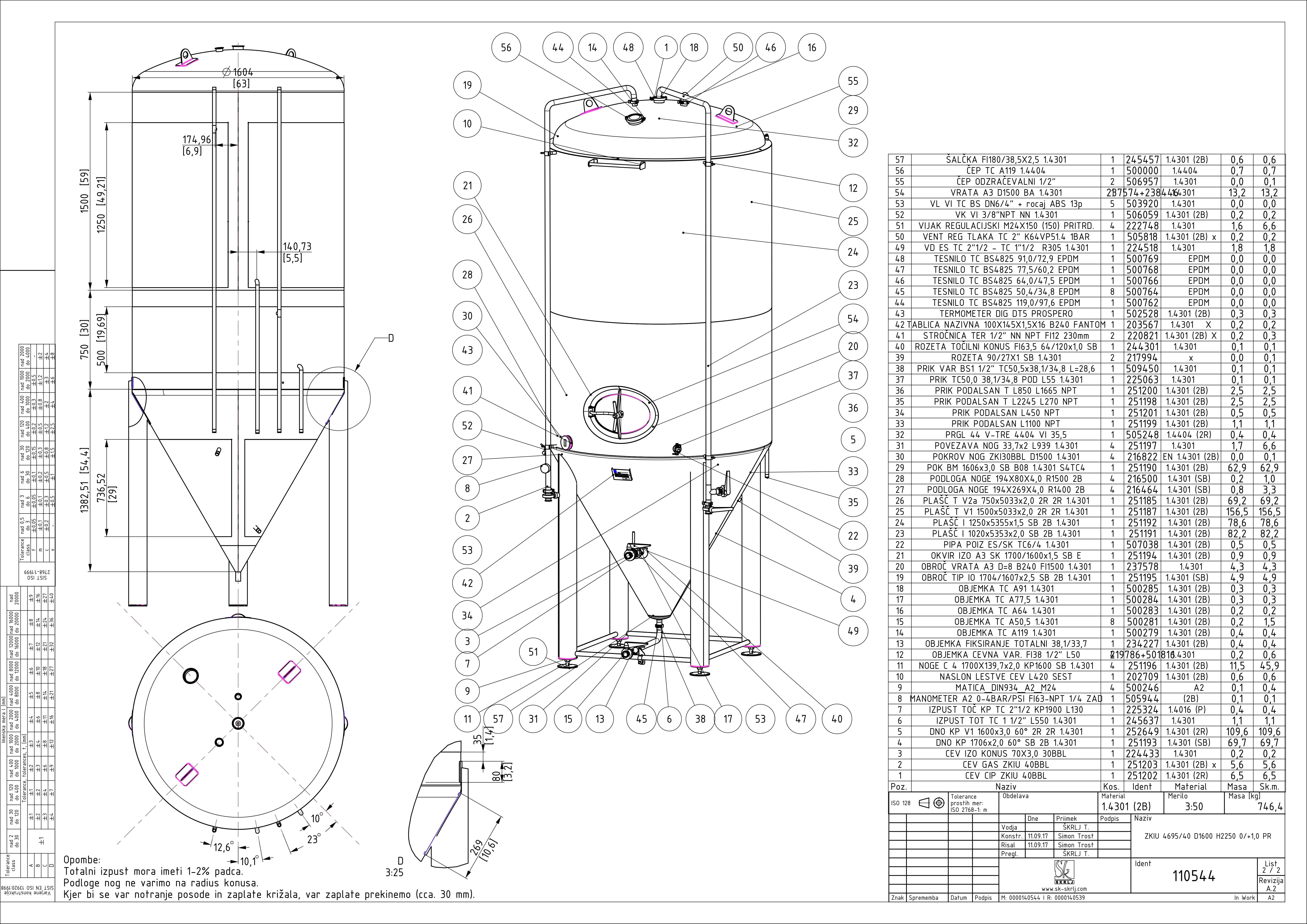 Cylindroconical fermentation and storage tank, insulated