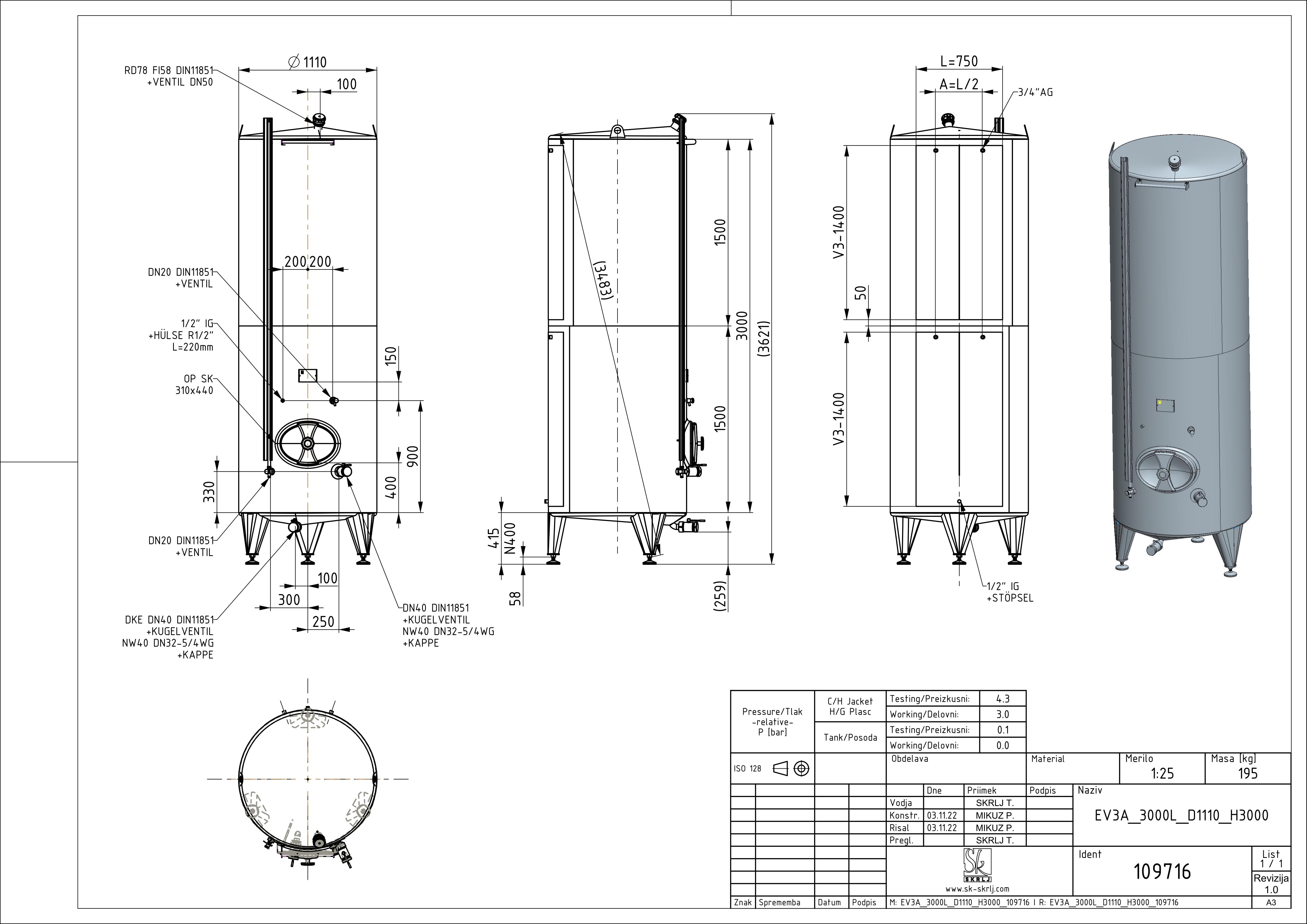 Classic storage tank with double jacket