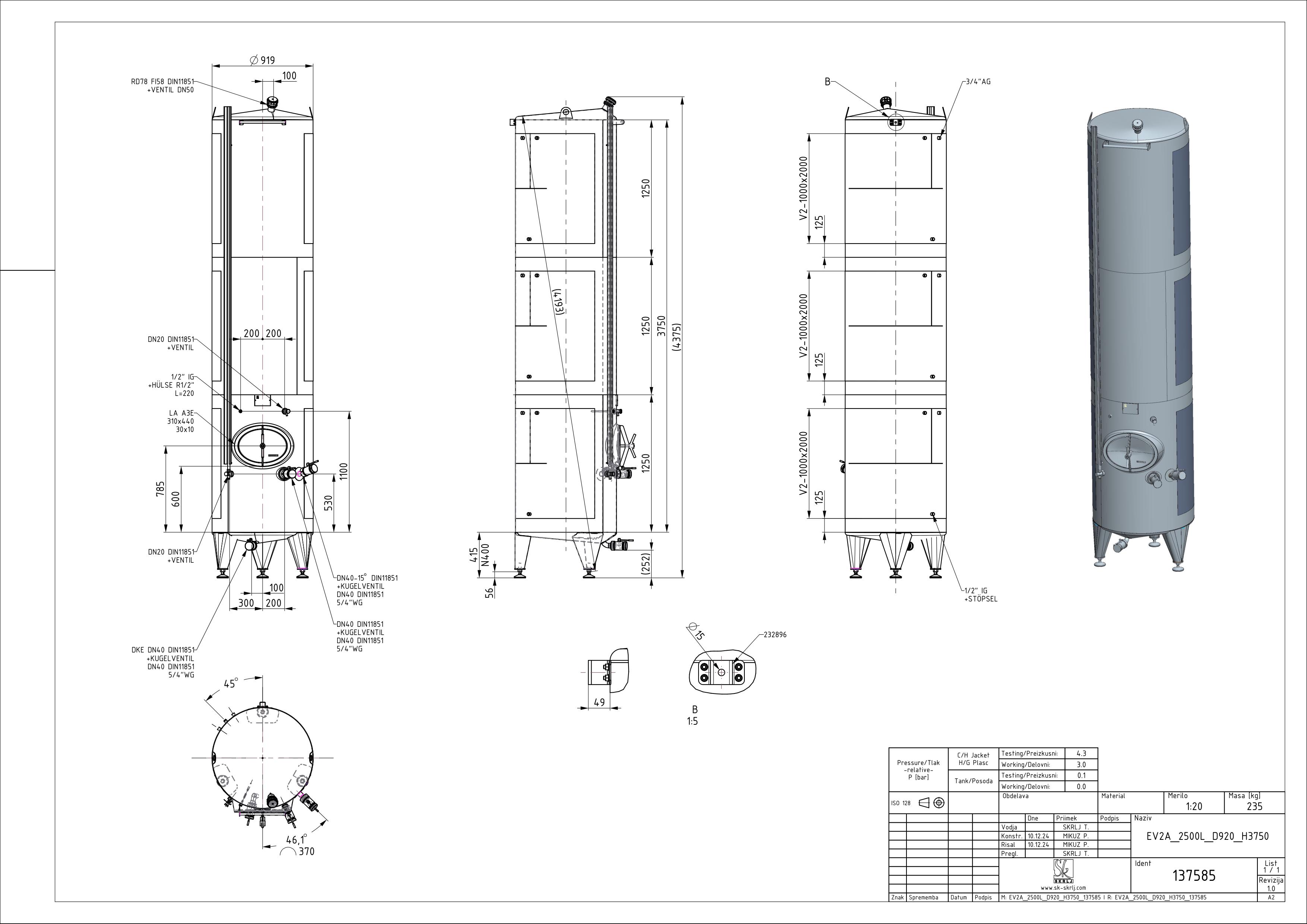 Classic storage tank with double jacket