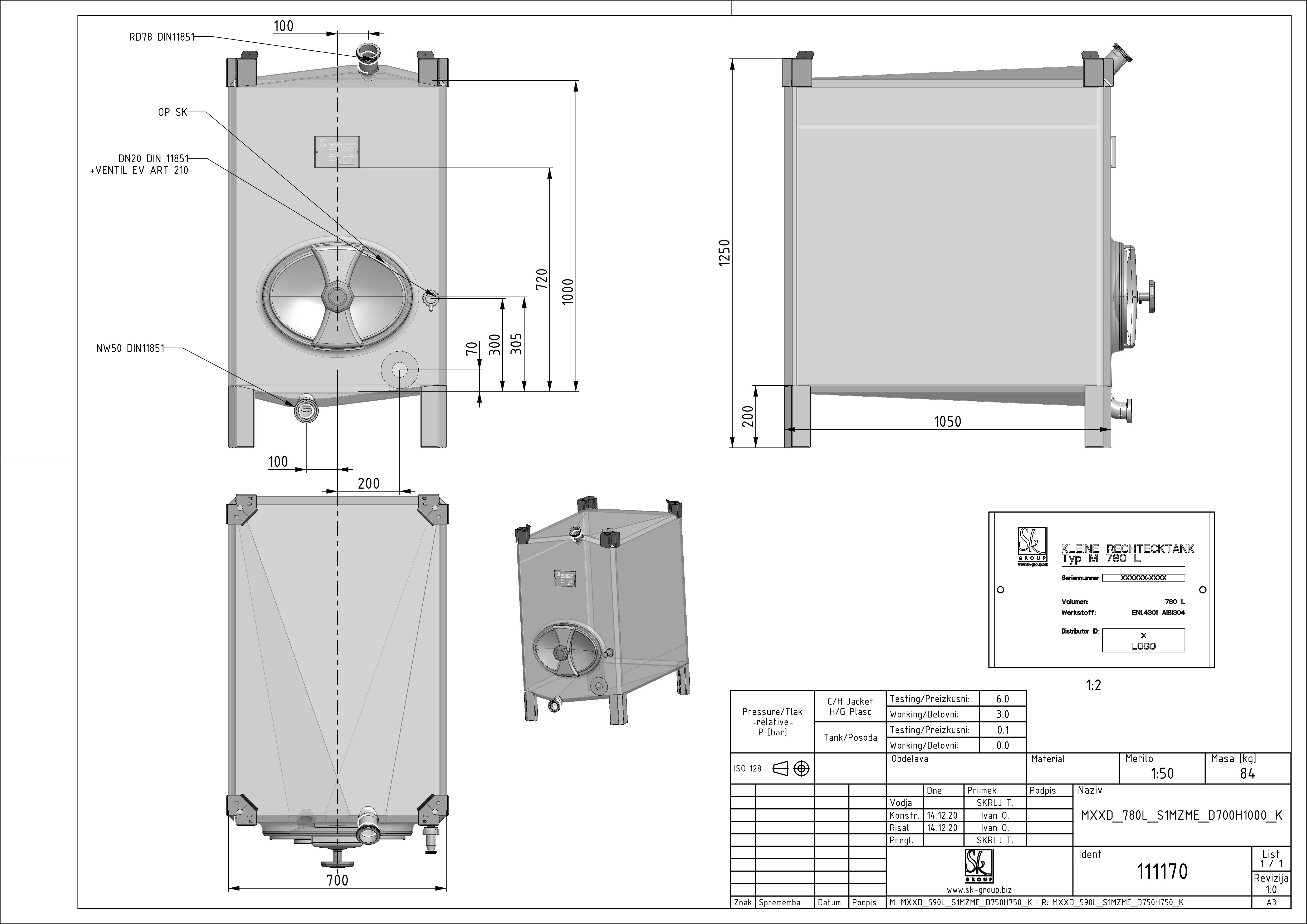 Small rectangular storage tank