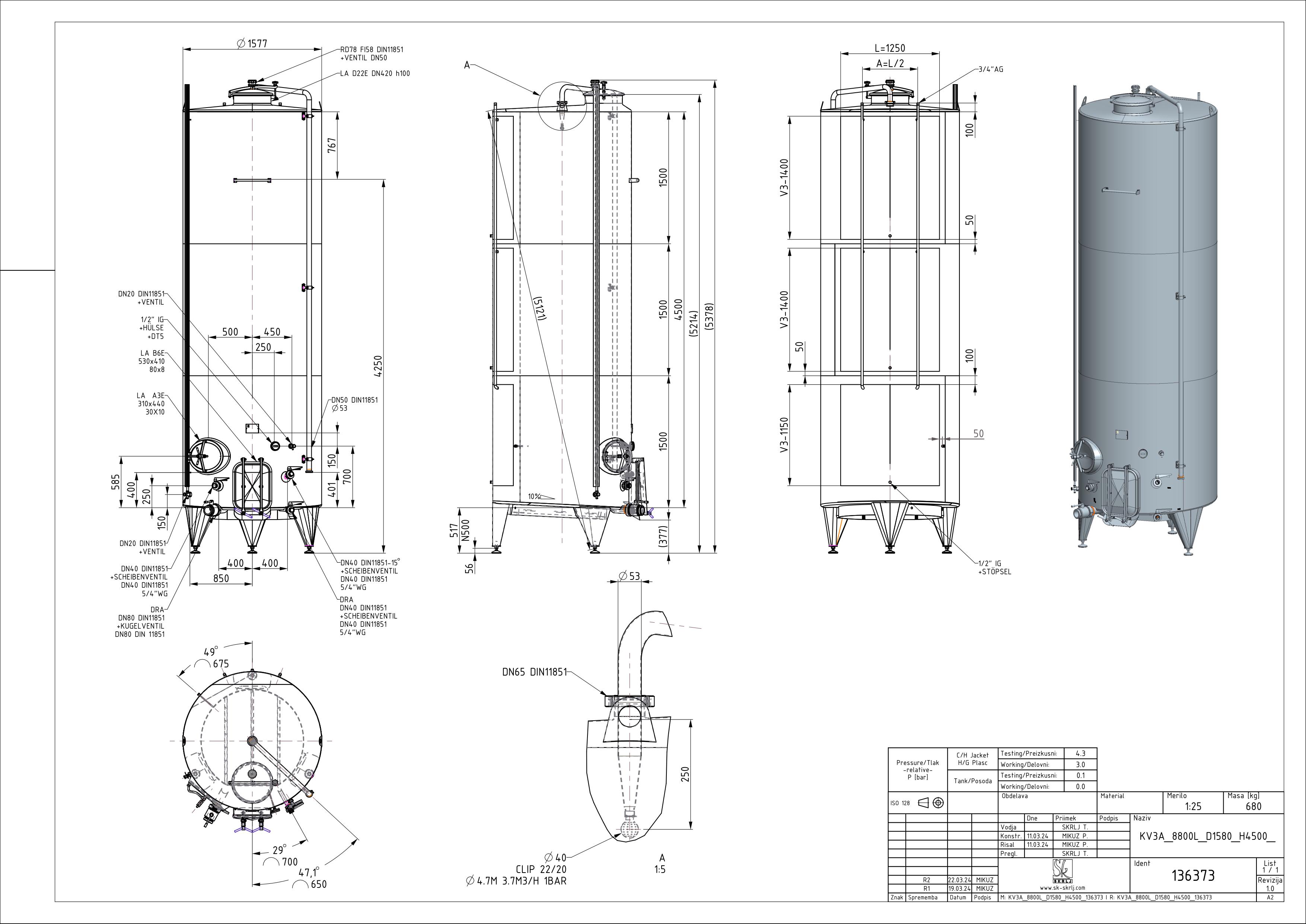 Closed pump-over fermenter with double jacket