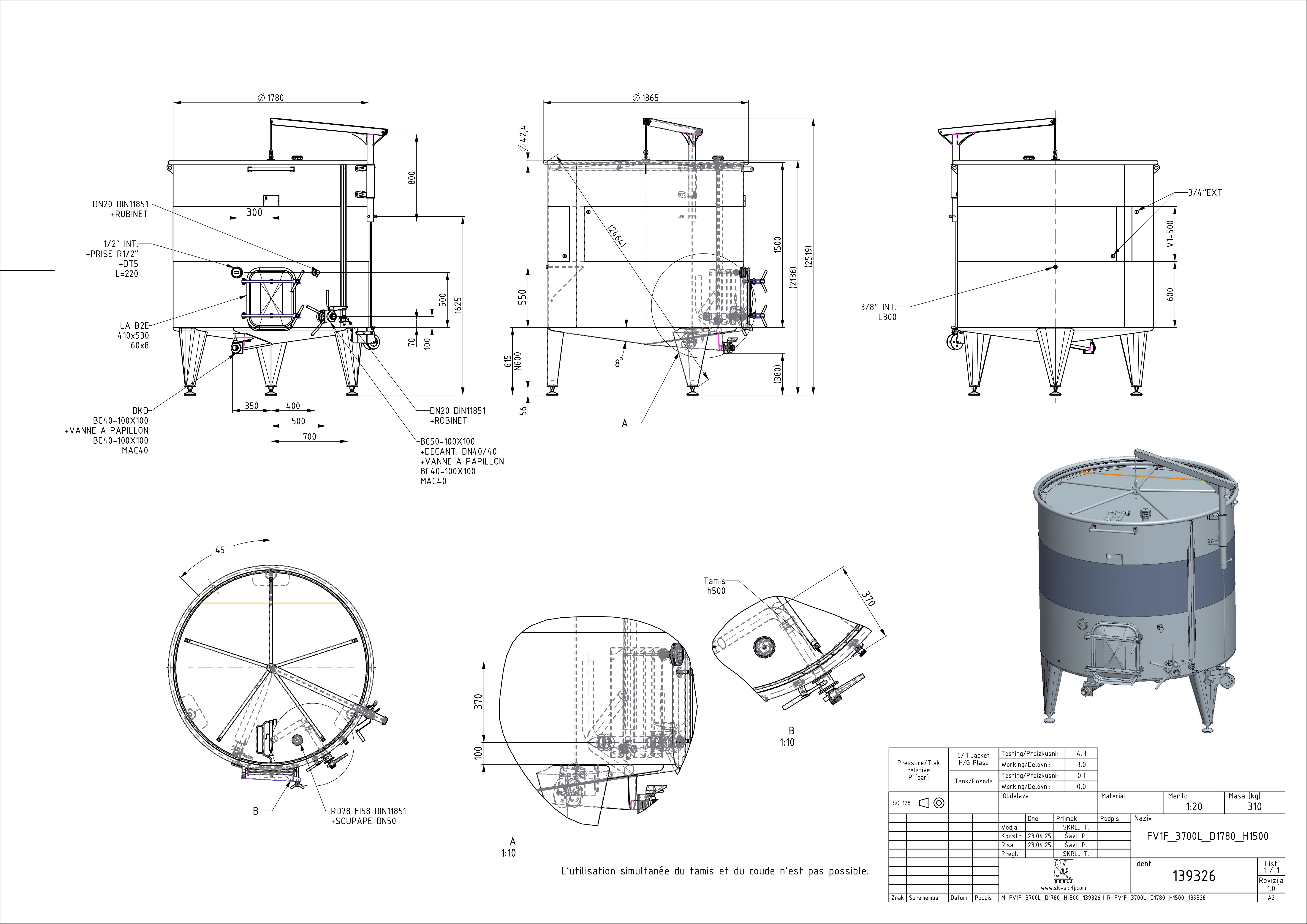 Storage tank with floating lid and double jacket