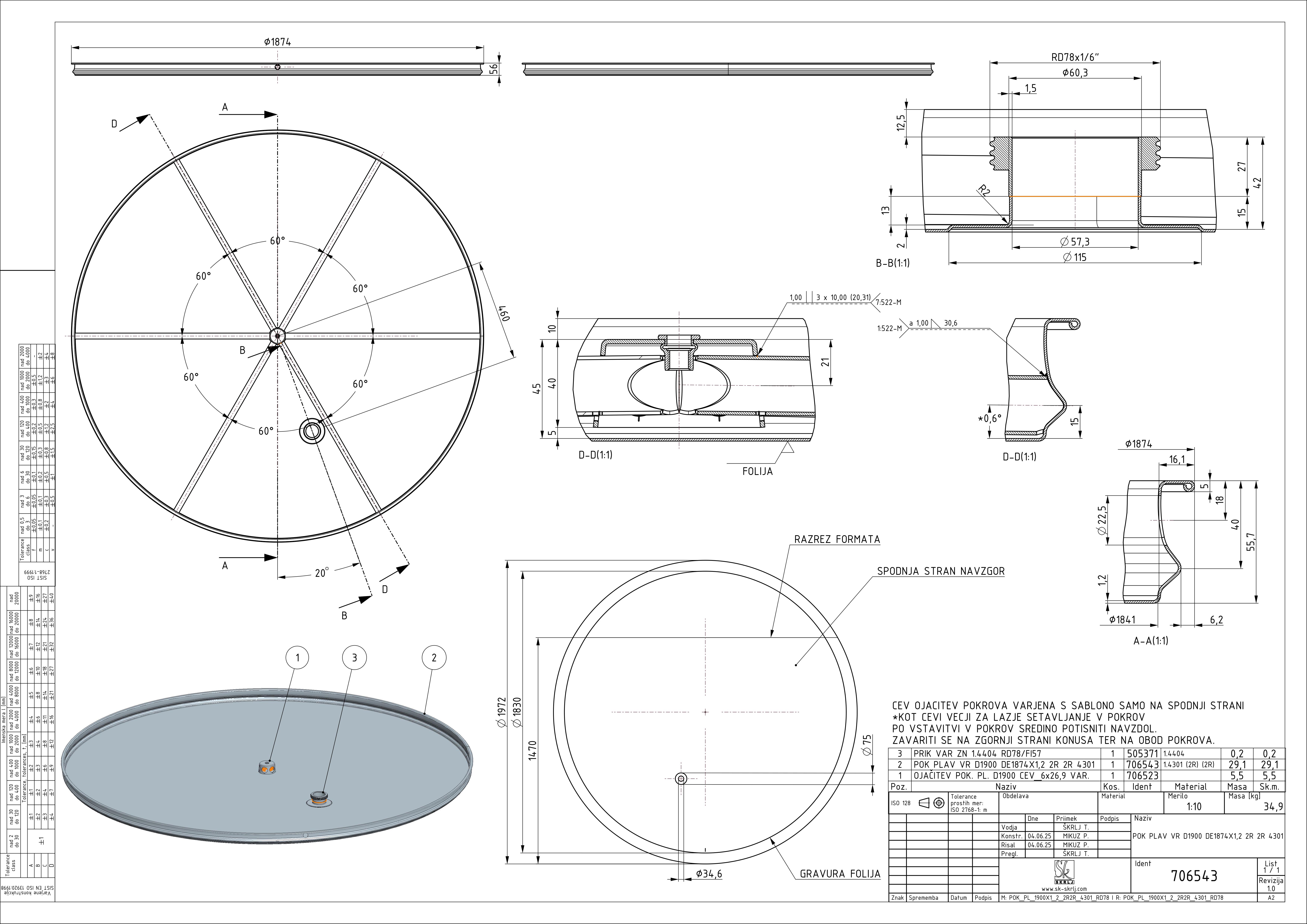Shape: Floating lid