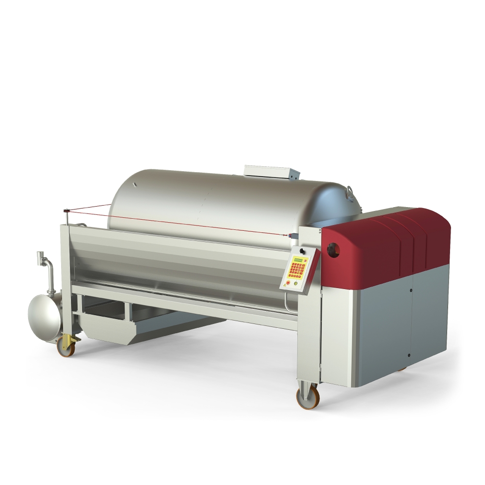 Pneumatic press type PSH - closed pressing system, closed drum with internal drain channels, possibility of hyperreductive pressing